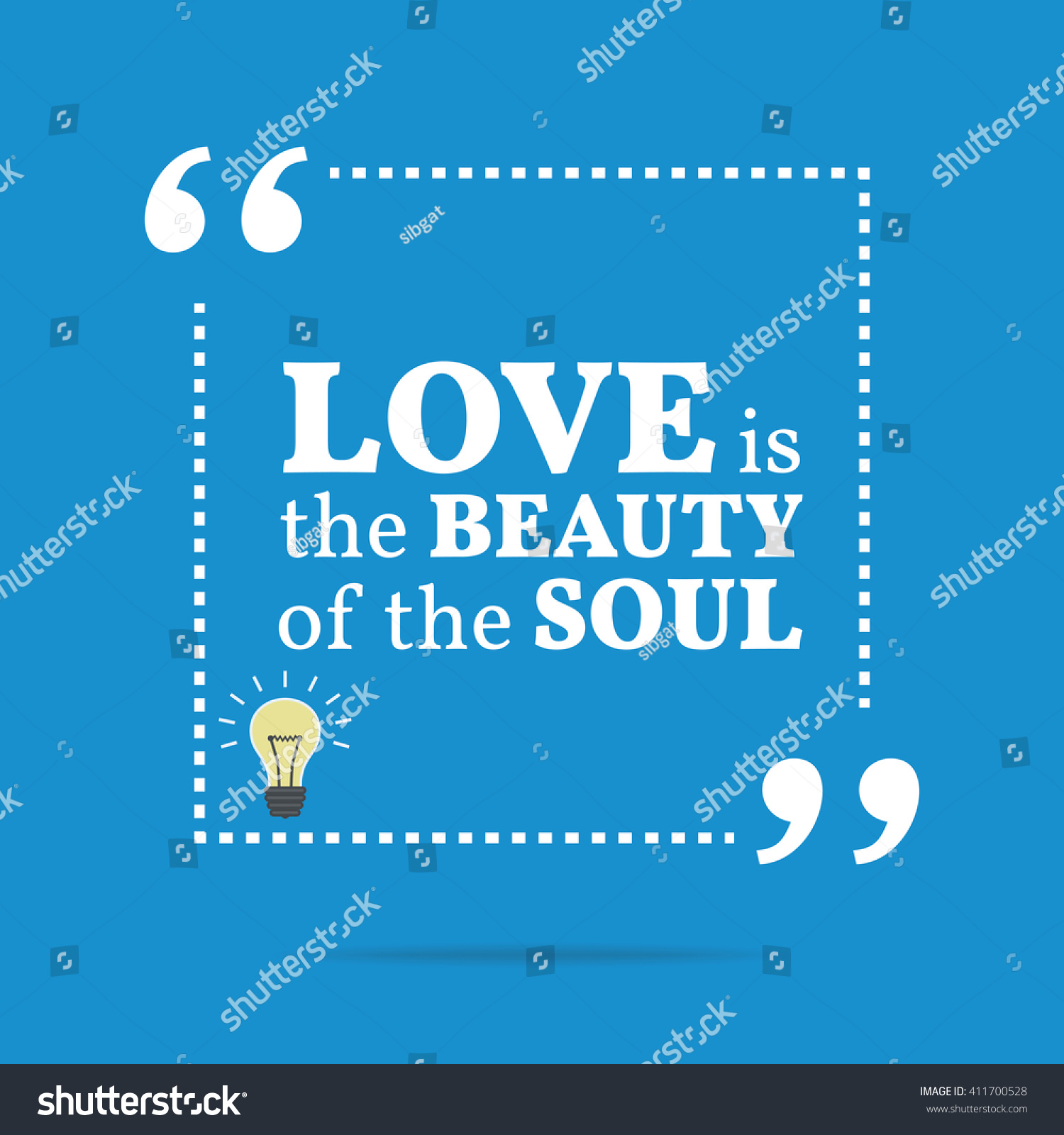 Inspirational motivational quote Love is the beauty of the soul Vector square shape design