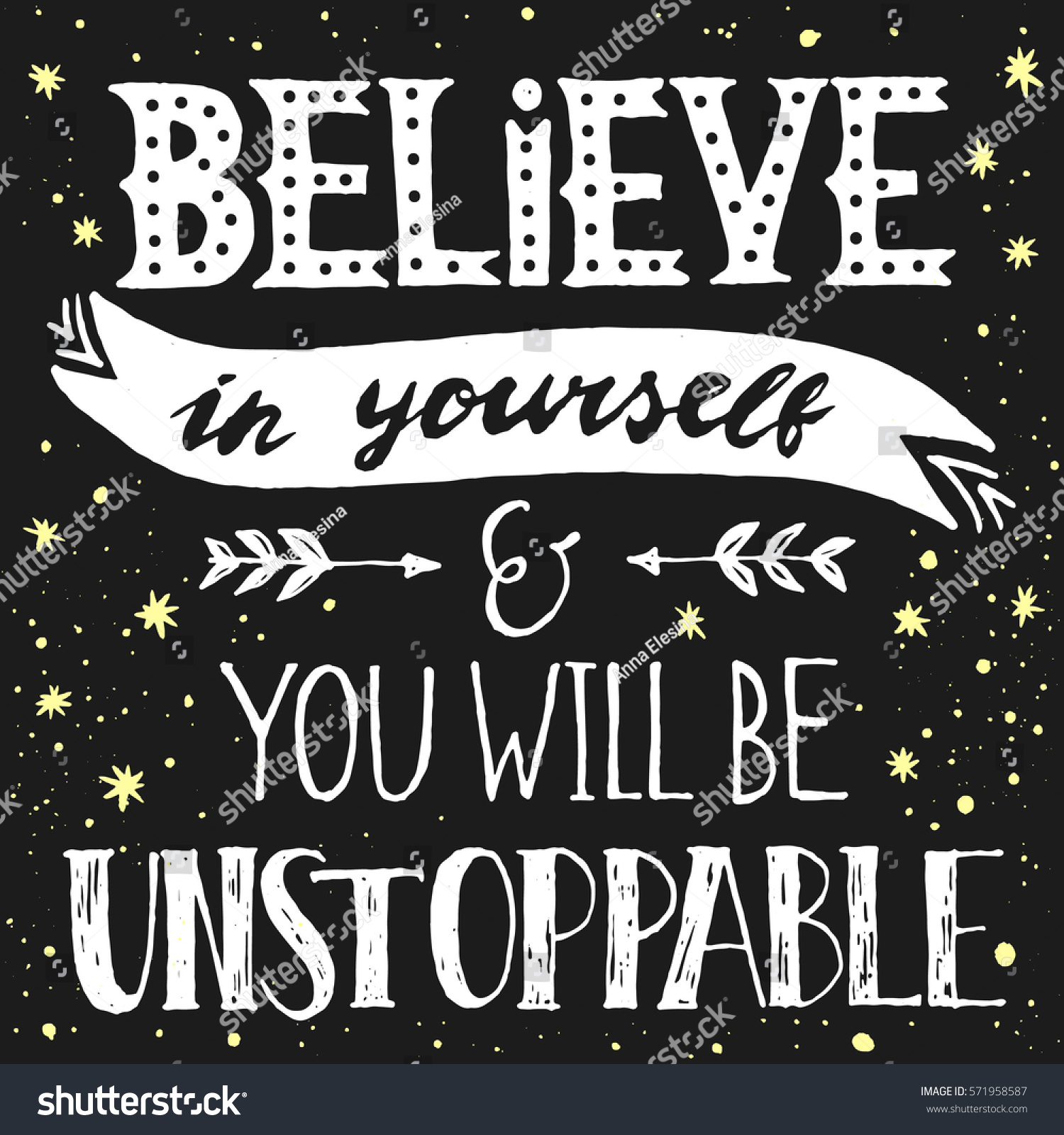 Inspirational Quote Believe Yourself You Will Stock Vector (Royalty ...