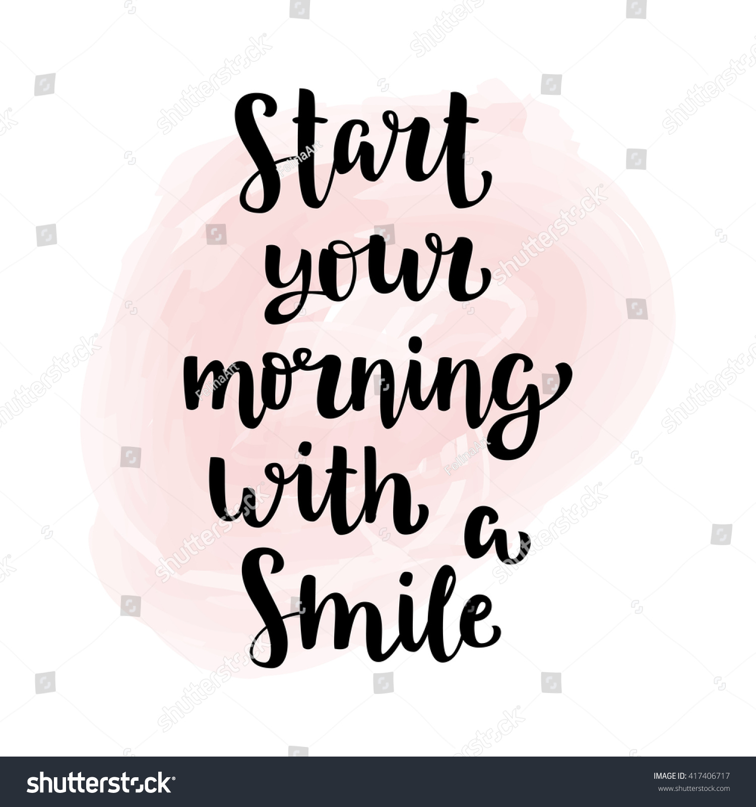 Inspirational Quote Start Your Morning Smile Stock Vector Royalty