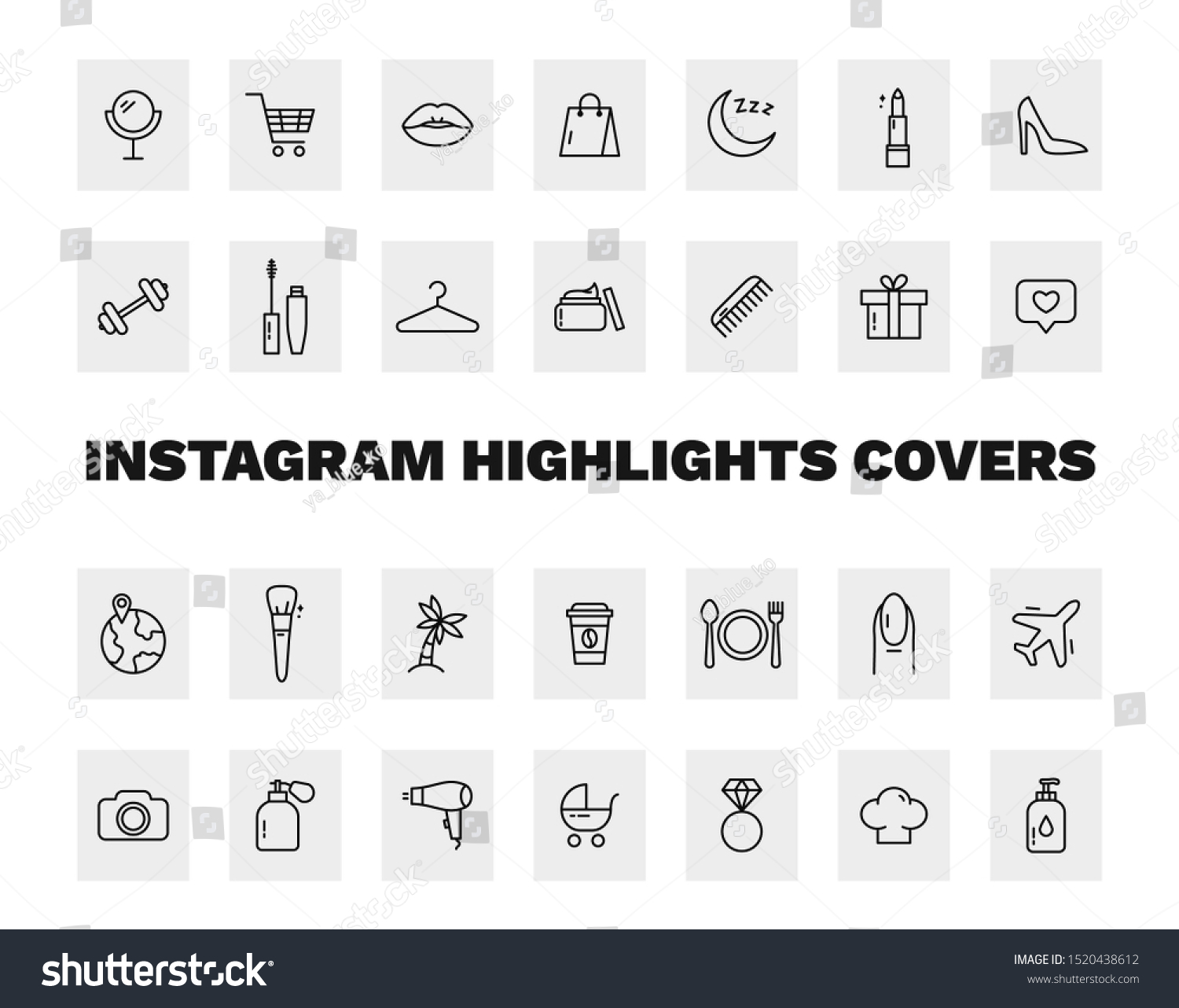 Instagramのハイライト表示アイコン Instagramストーリーのアイコンセット ベクター画像 のベクター画像素材 ロイヤリティフリー