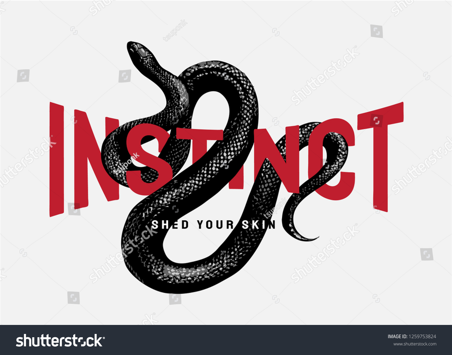 黒蛇イラストを持つスローガン のベクター画像素材 ロイヤリティフリー