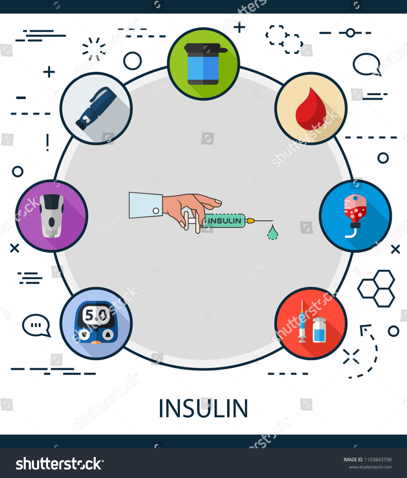 Insulin Flat Icons Concept Vector Illustration Stock Vector (Royalty ...