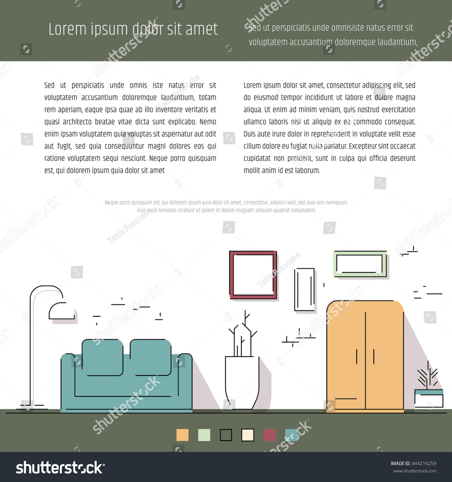 Interior Design Booklet Cover Magazine Layout Stock Vector