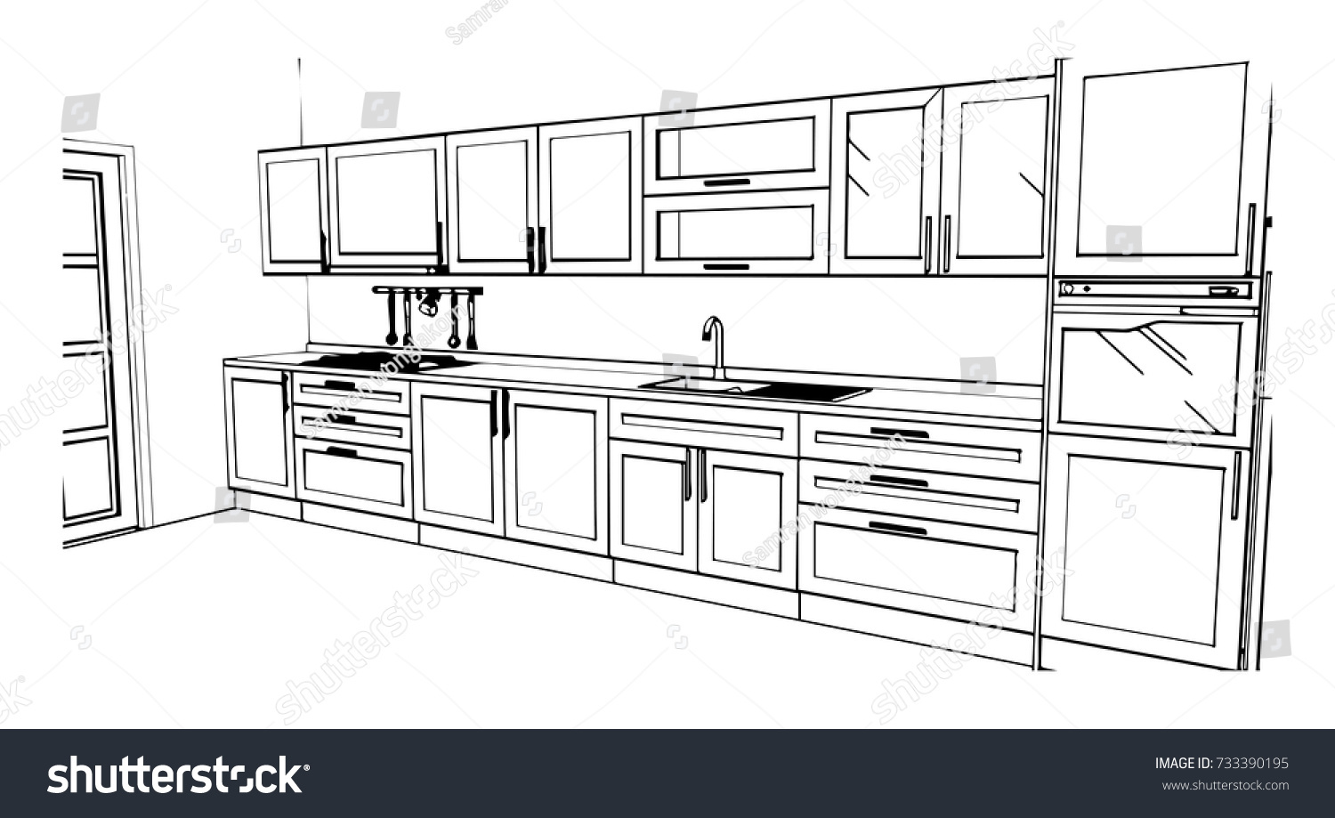 Interior Design Classic Style Kitchen Stock Vector (Royalty Free ...