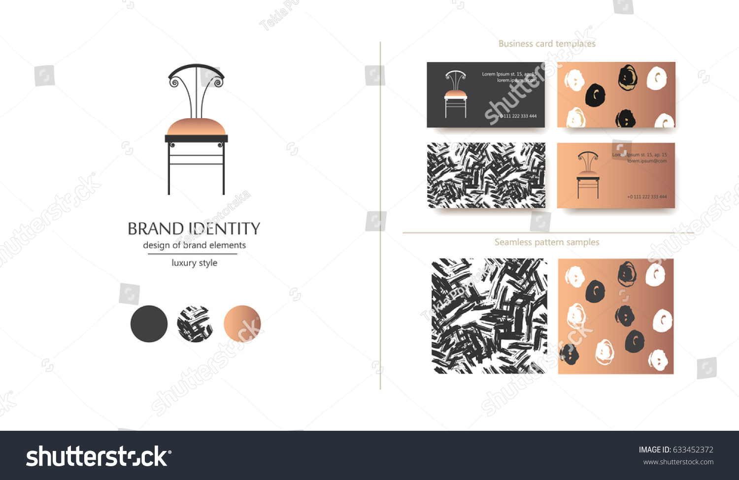 Interior Designer Brand Identity Vintage Chair Stock Vector