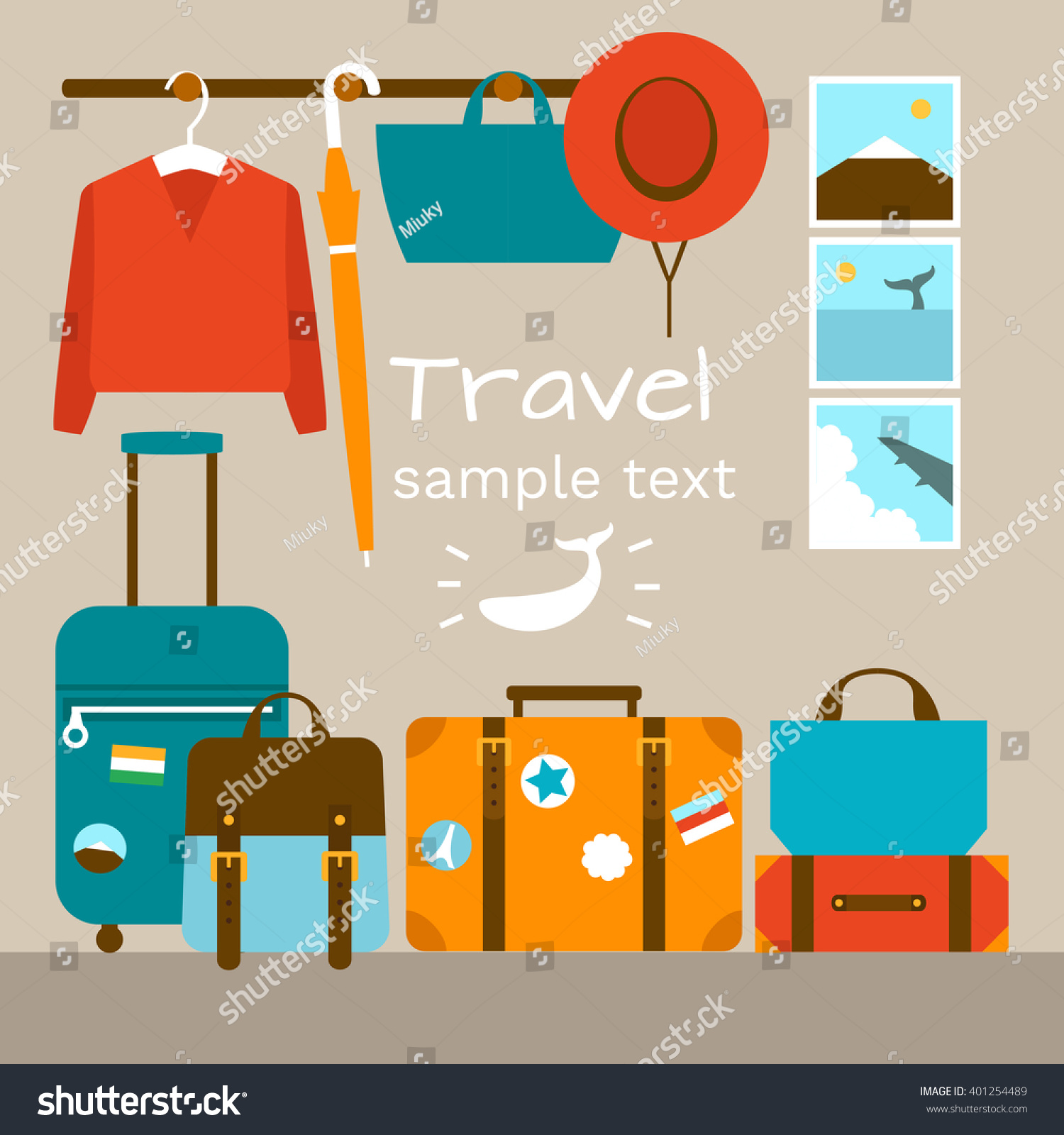 Interior Room Travel Bags Flat Design Stock Vector (Royalty Free ...