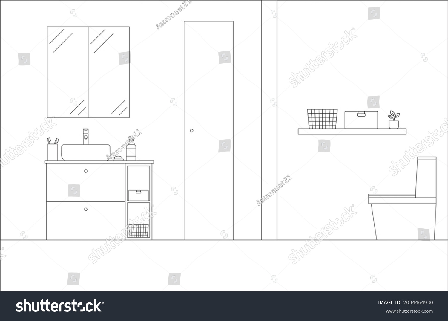 Interior Bathroom Furniture Vector Stock Vector (Royalty Free ...