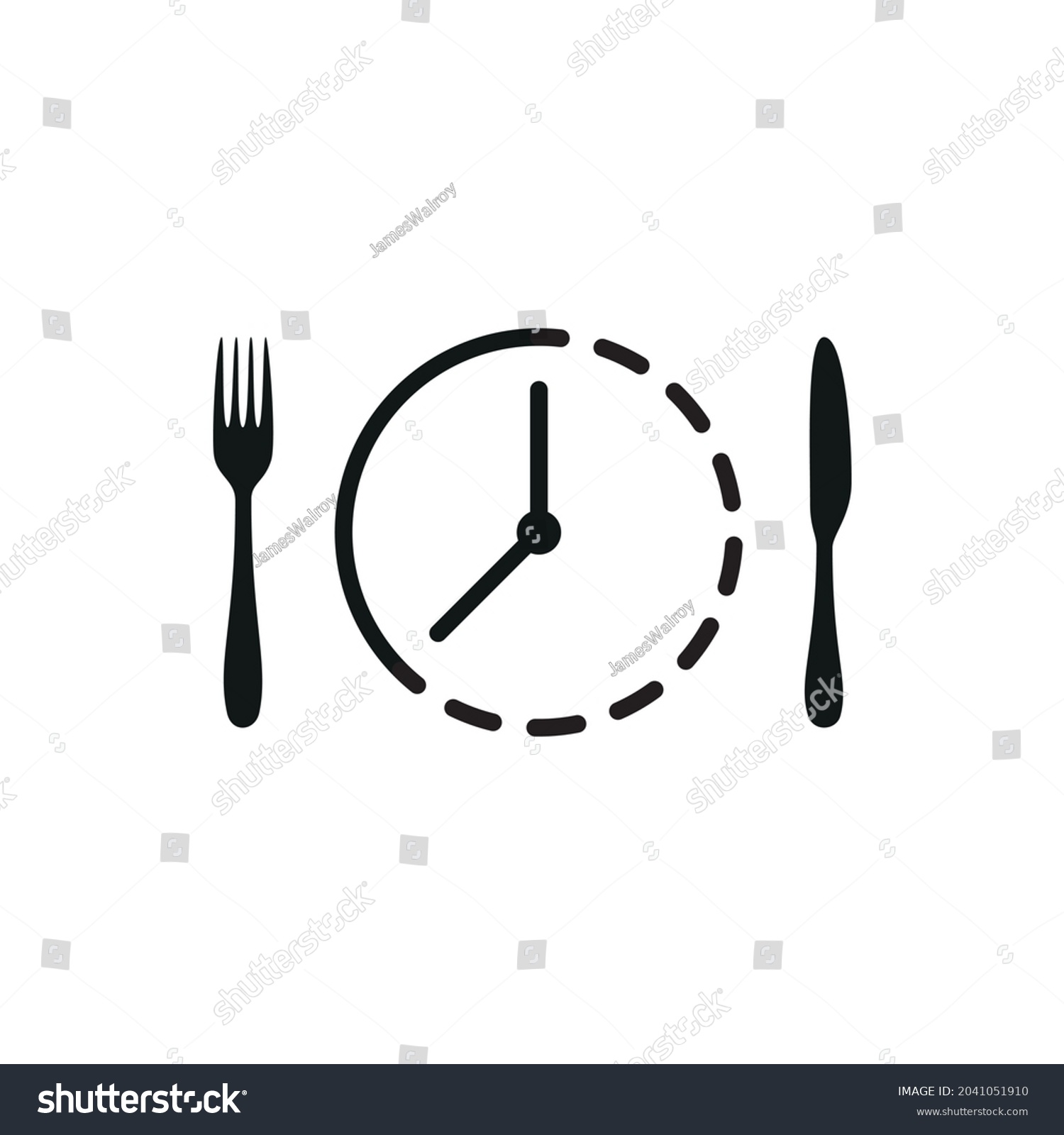 Intermittent Food Fasting Clock Line Art Stock Vector (Royalty Free ...