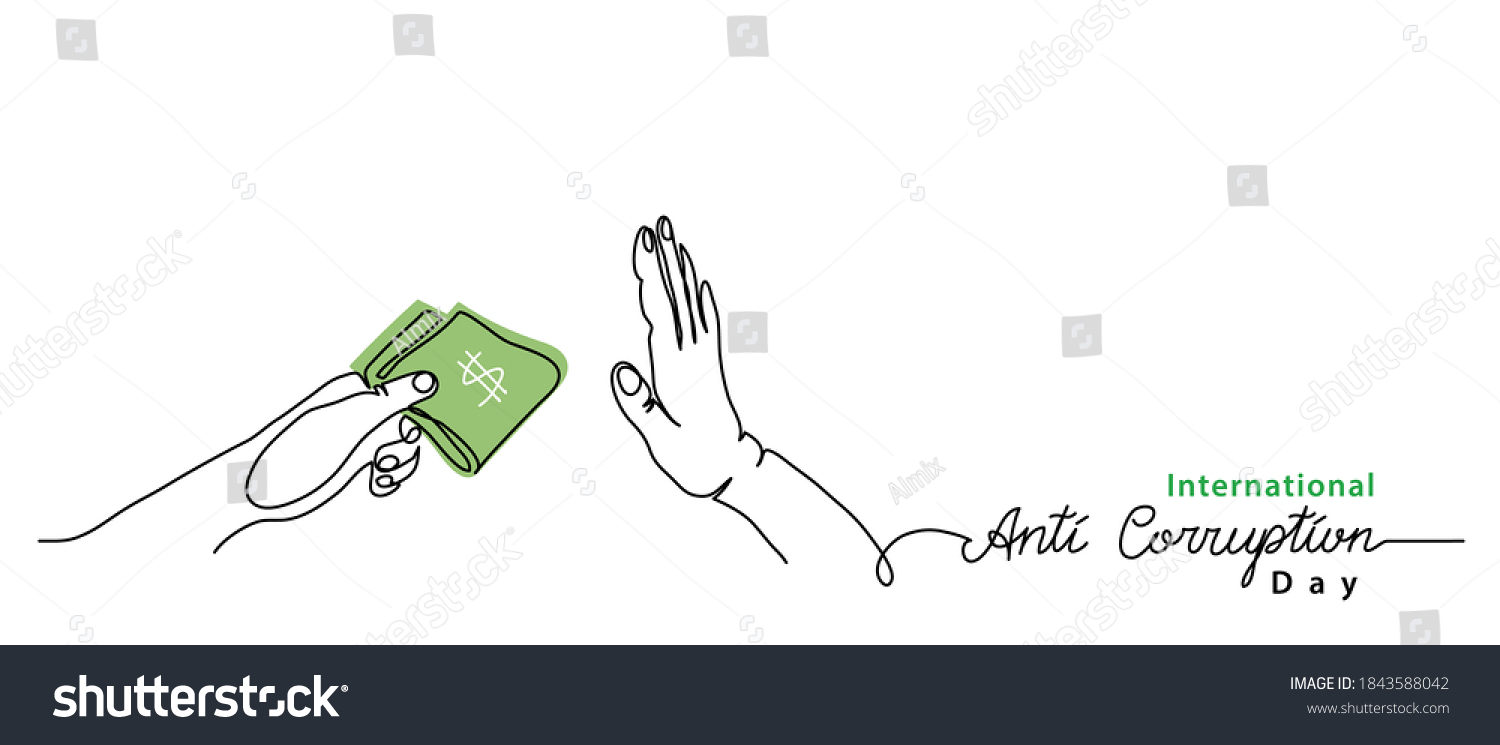 SVG of International Anti Corruption Day banner, poster, background. Simple vector line art with text Anti Corruption. svg