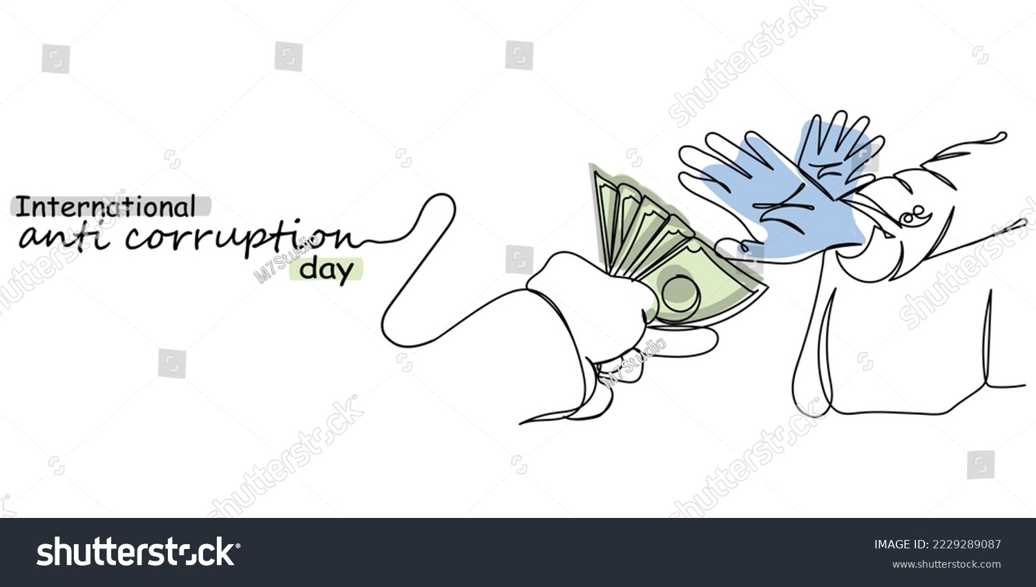 SVG of International Anti corruption day. Bribery is a criminal offense. Say no to corruption. Raise your voice against injustice. Continuous line art vector svg