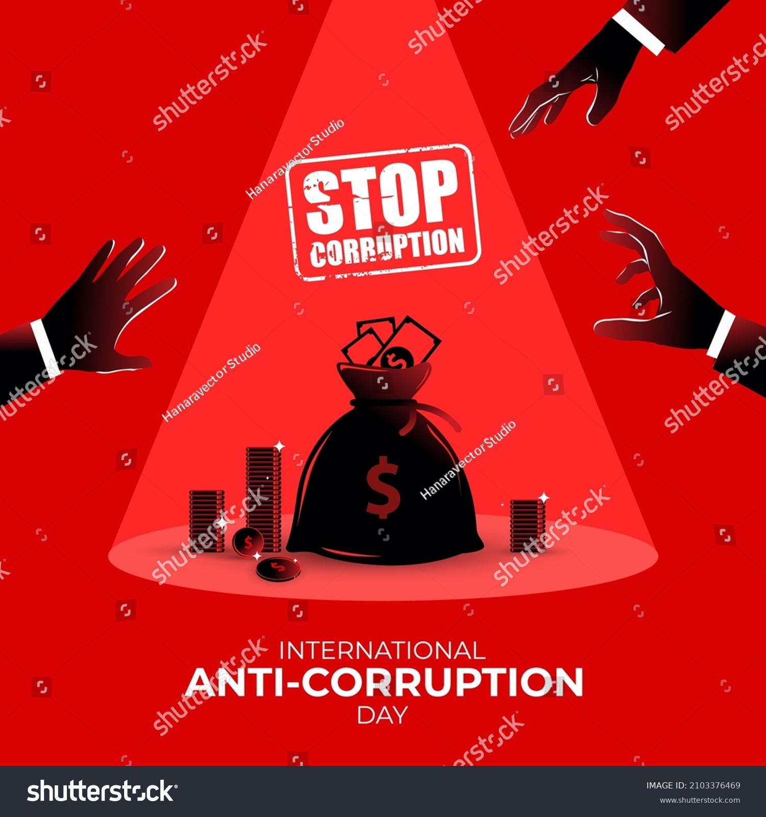 SVG of international anti-corruption day poster and social media post. vector illustration svg
