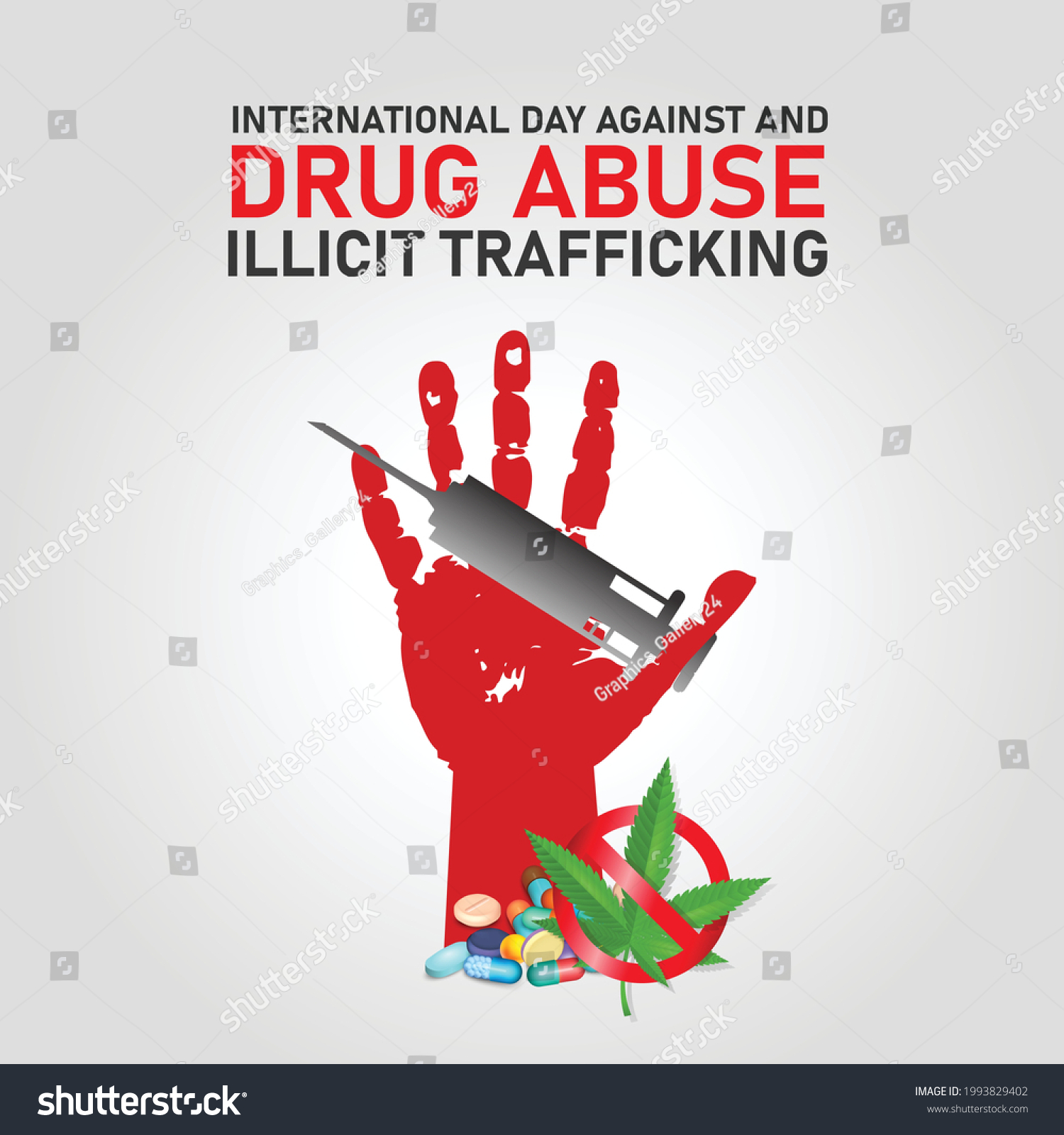 International Day Against Drug Abuse Illicit Stock Vector (Royalty Free ...