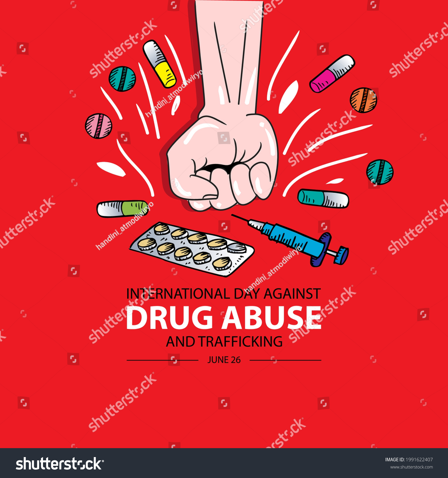 International Day Against Drug Abuse Illicit Stock Vector (Royalty Free ...