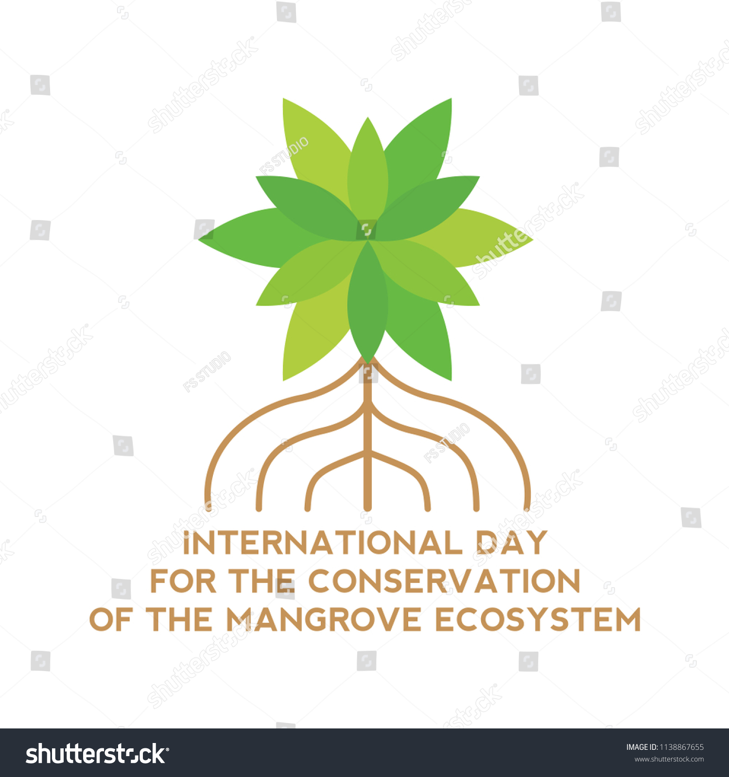 International Day Conservation Mangrove Ecosystem Logo Vetor Stock