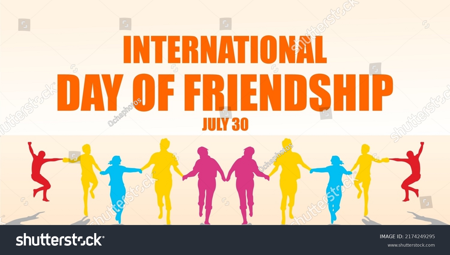 International Day Friendship Vector Multicolored People Stock Vector International Day Friendship Vector Multicolored People Stock Vector