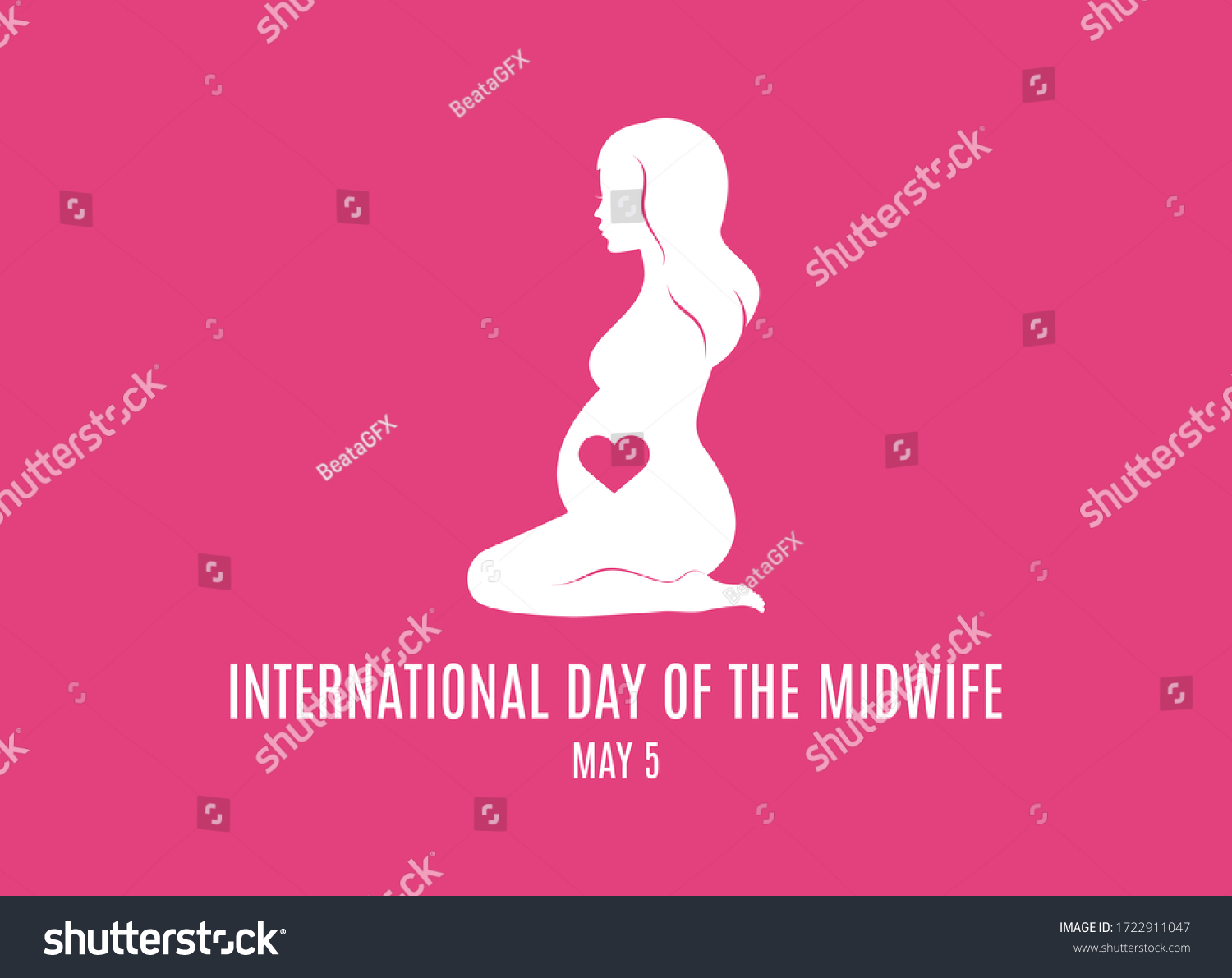 International Day Midwife Vector Pregnant Woman เวกเตอร์สต็อก ปลอดค่า