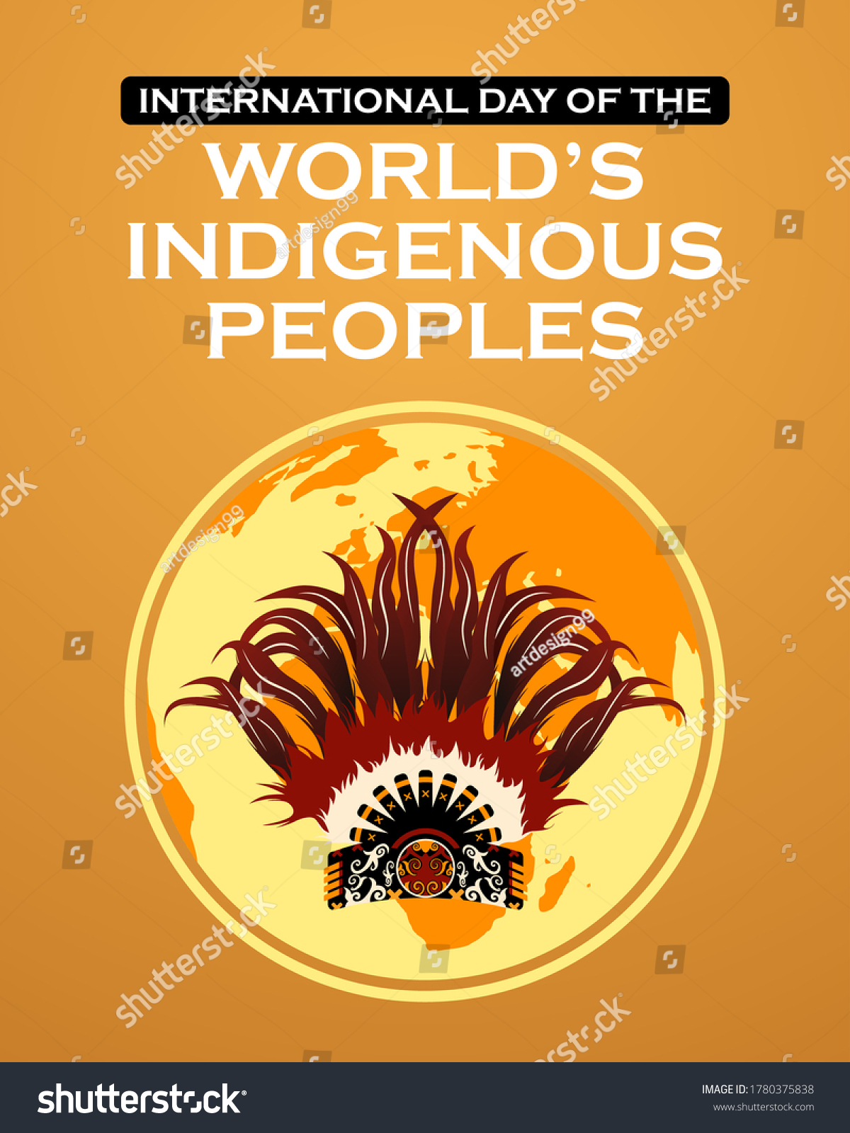 International Day Worlds Indigenous Peoples Poster เวกเตอร์สต็อก ปลอด