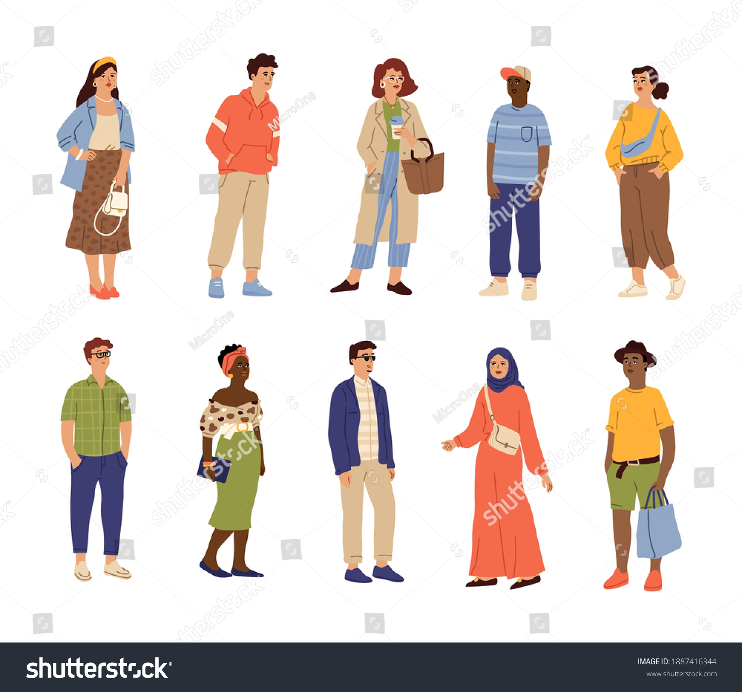 International Fashion Characters Adults Person Working Stock Vector ...