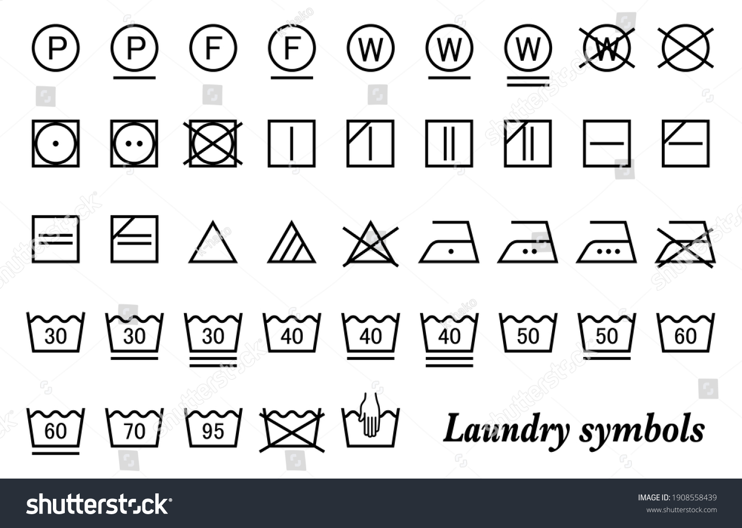 International Standard Laundry Symbol Set Vector Stock Vector (Royalty ...