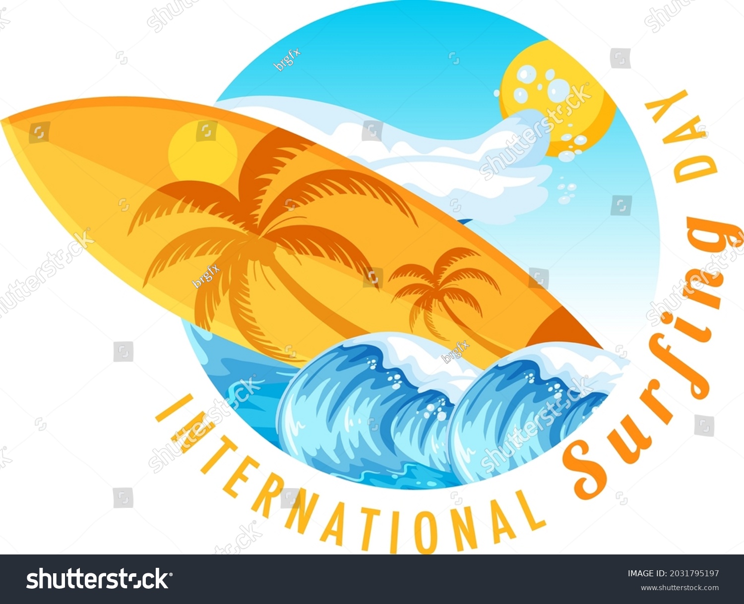 International Surfing Day Banner Surfboard Water Stock Vector (Royalty Free) 2031795197