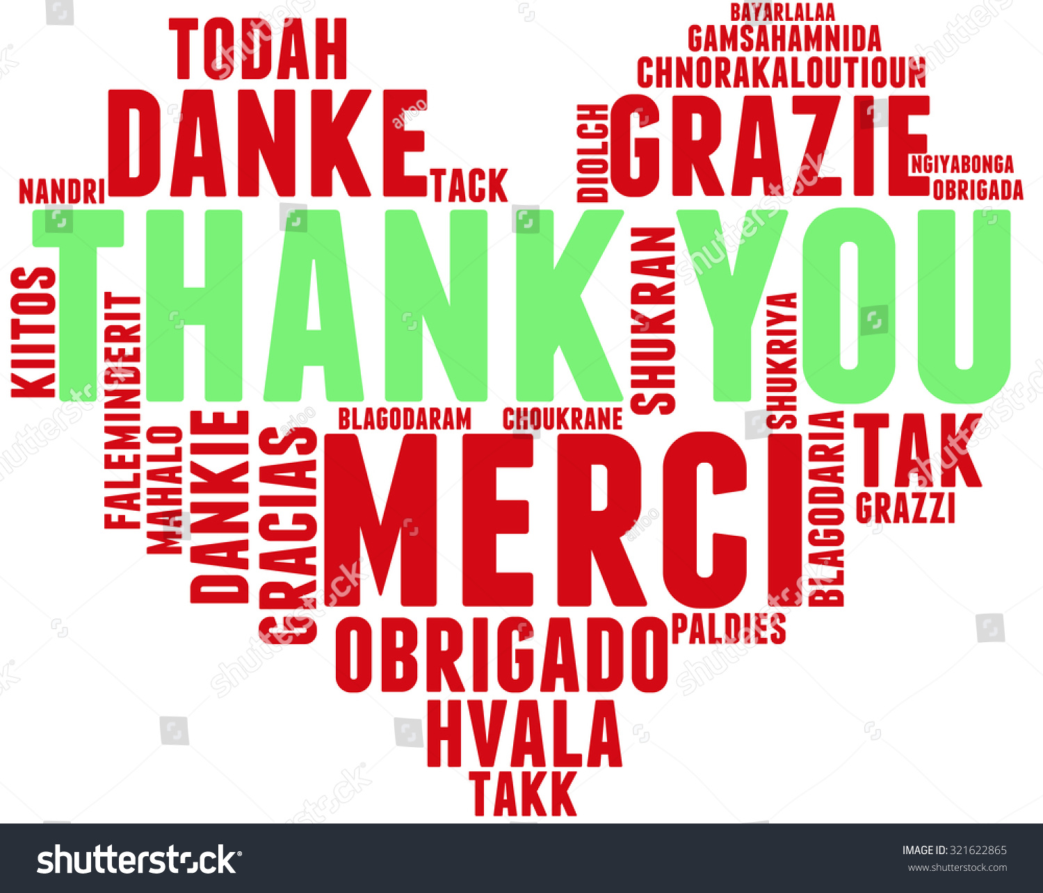 International Thank You Heart Shaped Word Stock Vector (Royalty Free ...