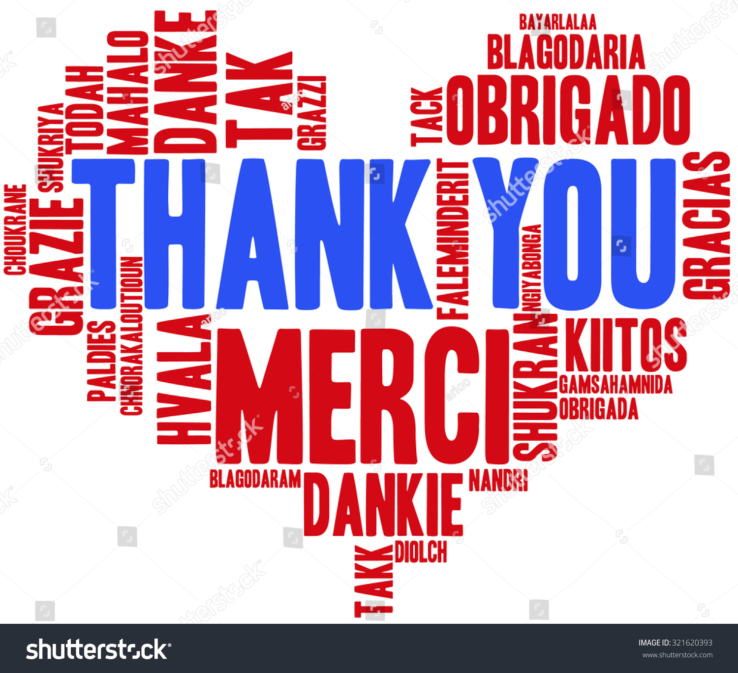 International Thank You Heart Shaped Word Stock Vector (Royalty Free ...