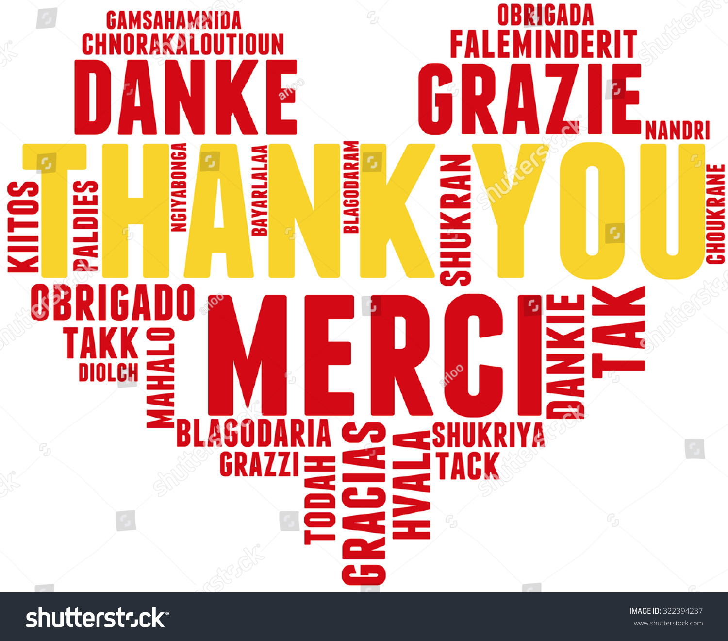 International Thank You Heart Shaped Word Stock Vector (Royalty Free ...