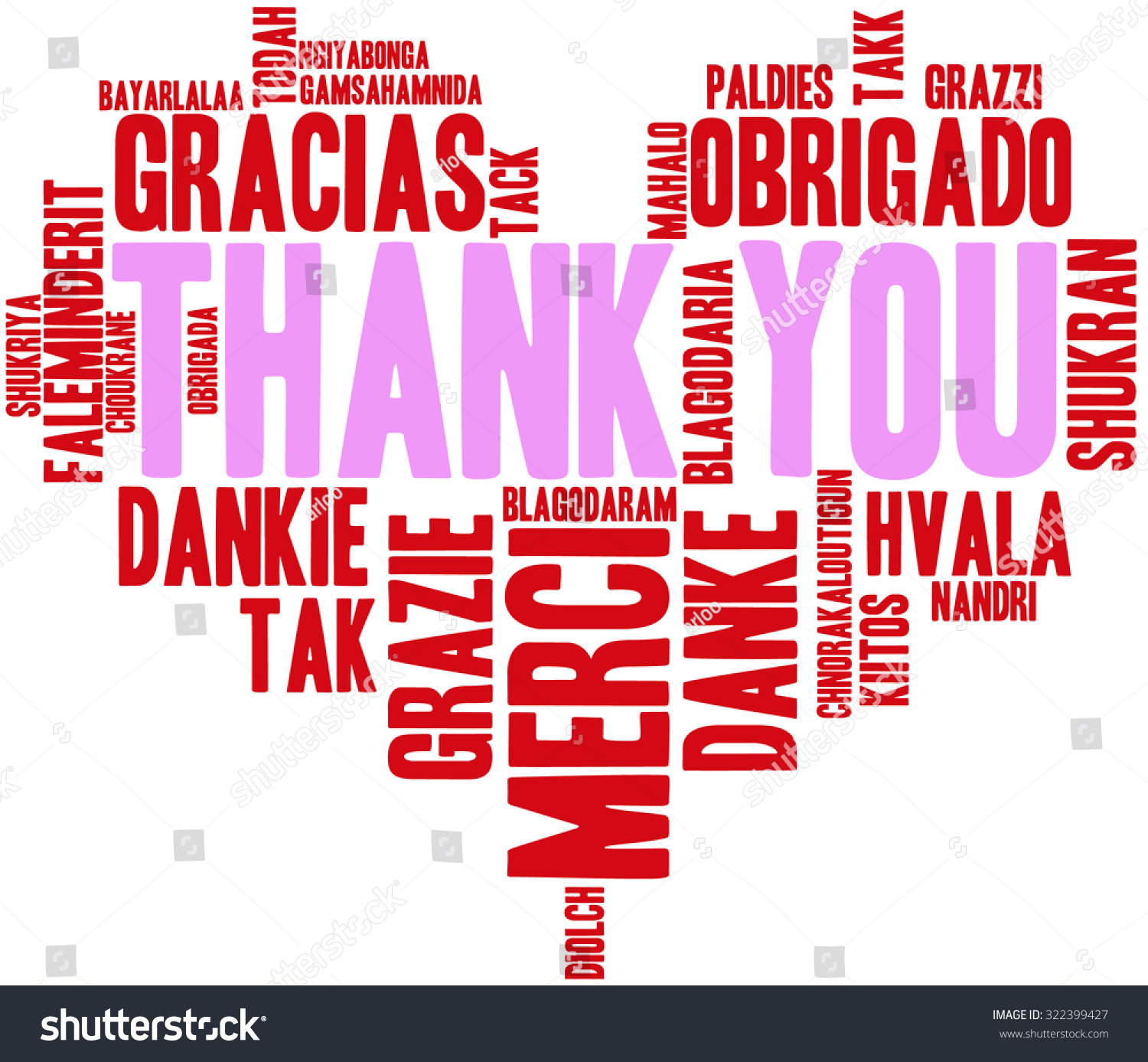 International Thank You Heart Shaped Word Stock Vector (Royalty Free ...