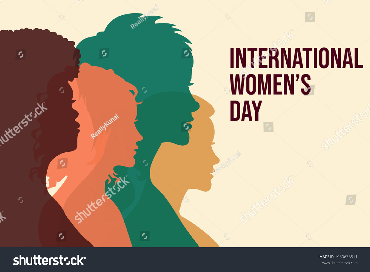 International Womens Day Card Silhouettes Four Stock Vector Royalty