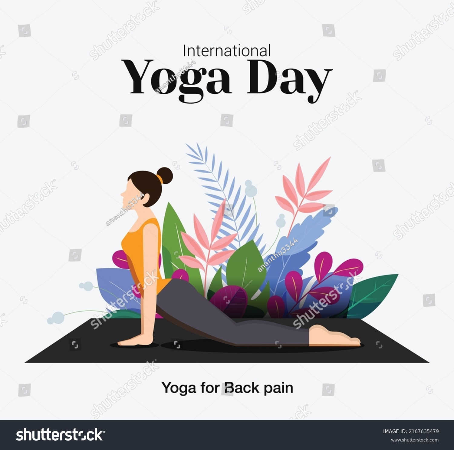 International Yoga Day Vector Illustration Women Stock Vector (Royalty ...