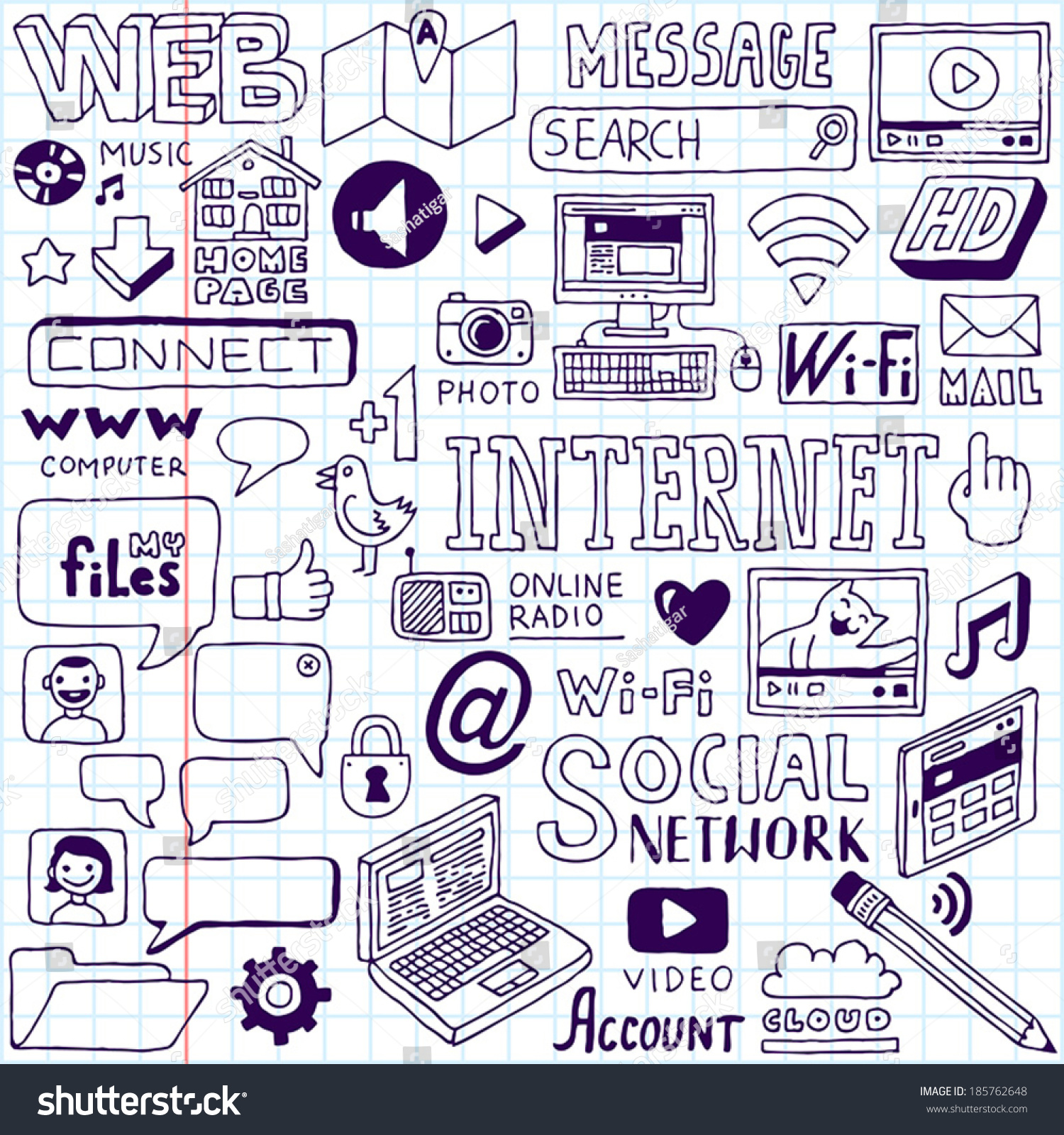 Internet Doodles Set School Notebook Vector Stock Vector (Royalty Free ...