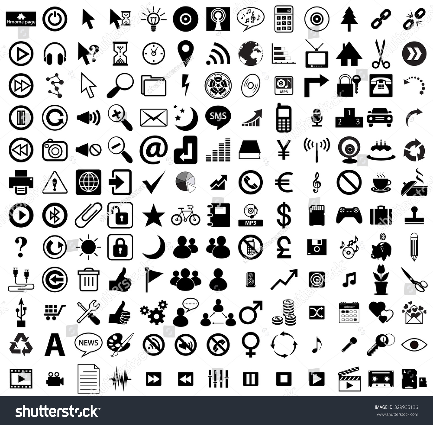 Internet Icon Set, Sign Web And Computer Social Media Symbol Stock ...