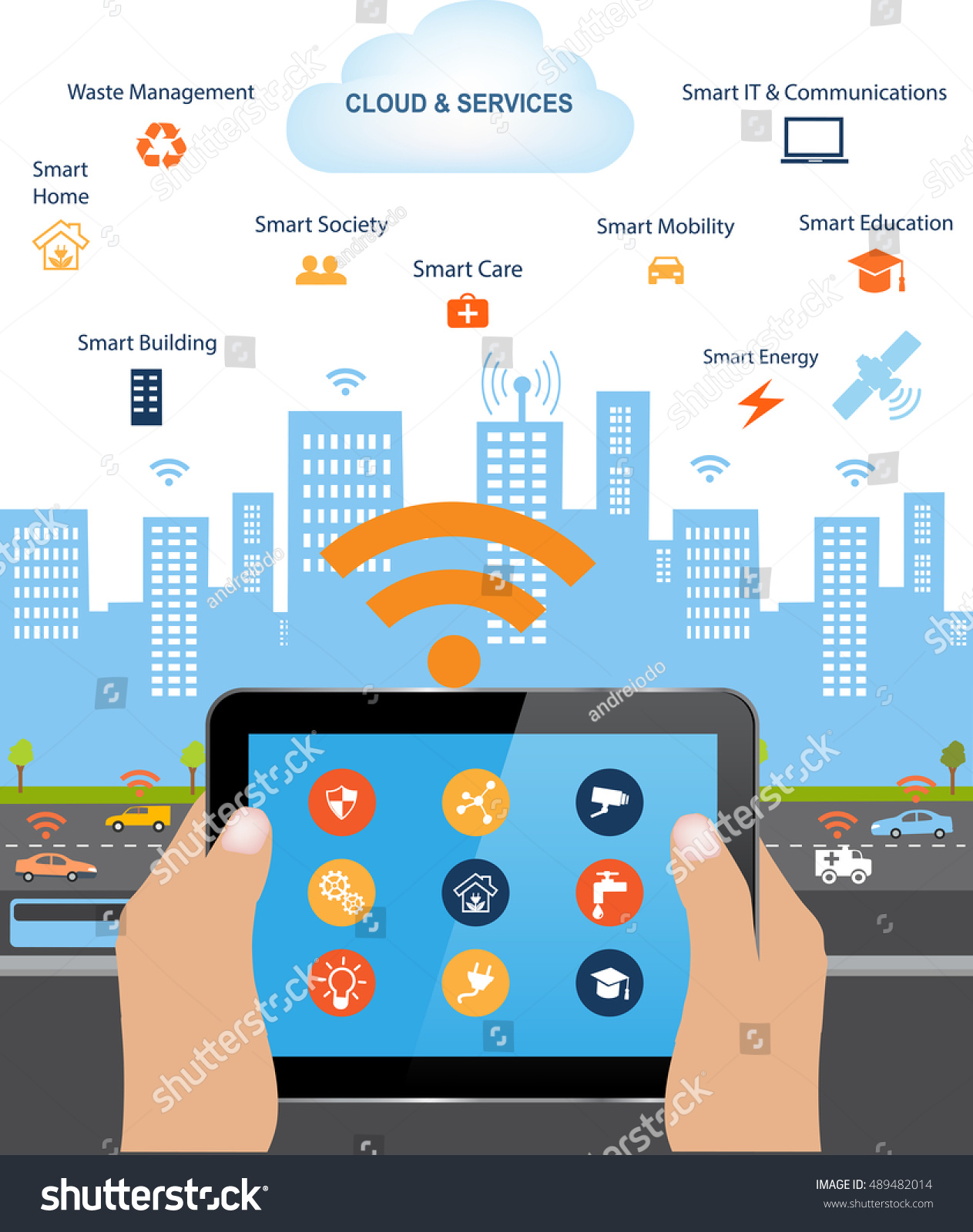 Download Internet Things Concept Cloud Computing Technology Stock Vector Royalty Free 489482014