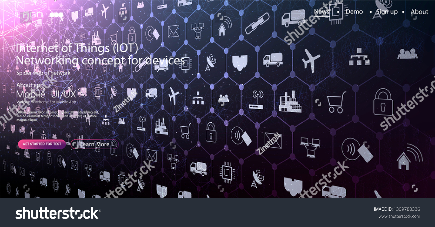 Internet Things Iot Networking Concept Connected Stock Vector Royalty Free 1309780336