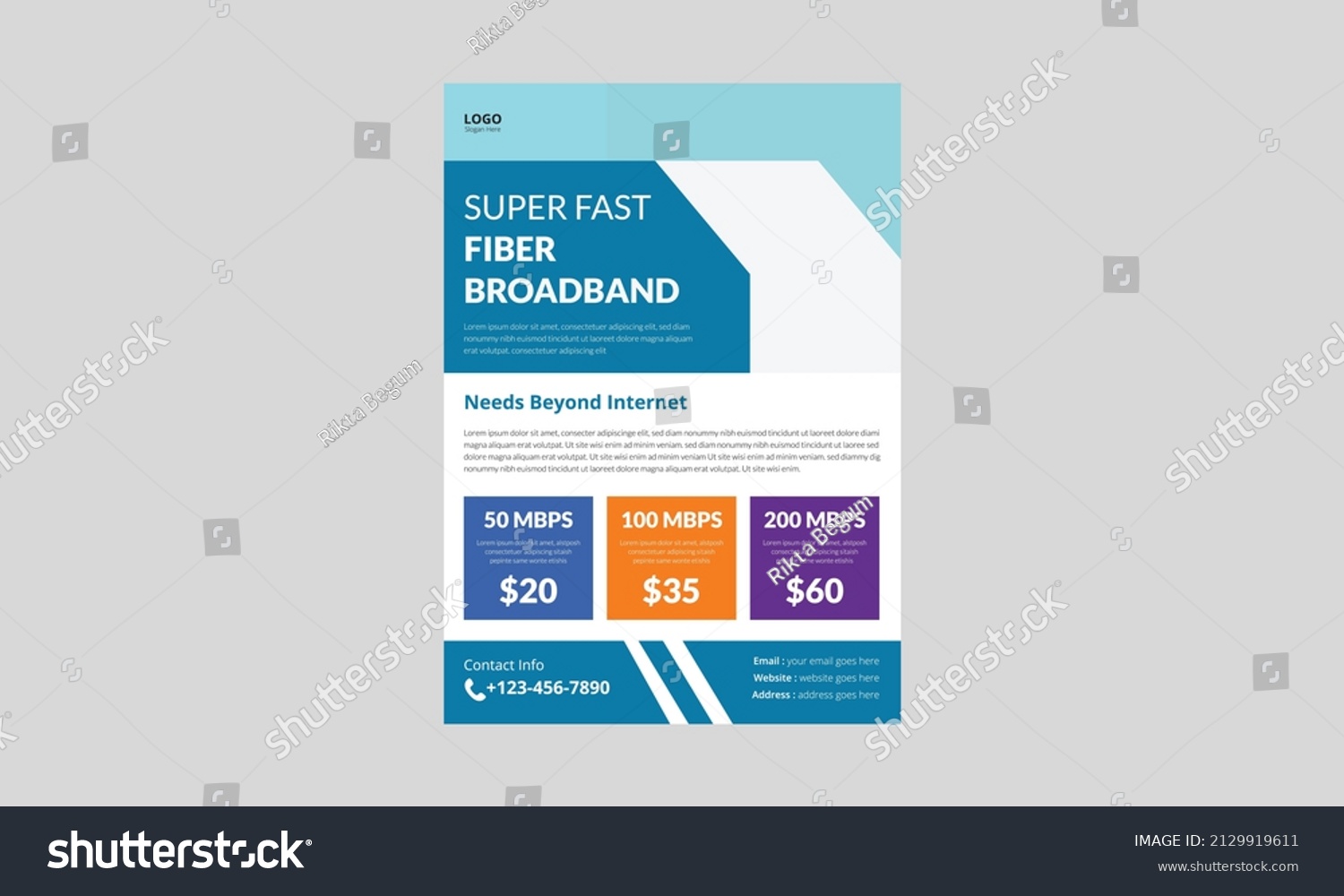 Internet Service Provider Flyer Template Design Stock Vector (royalty 