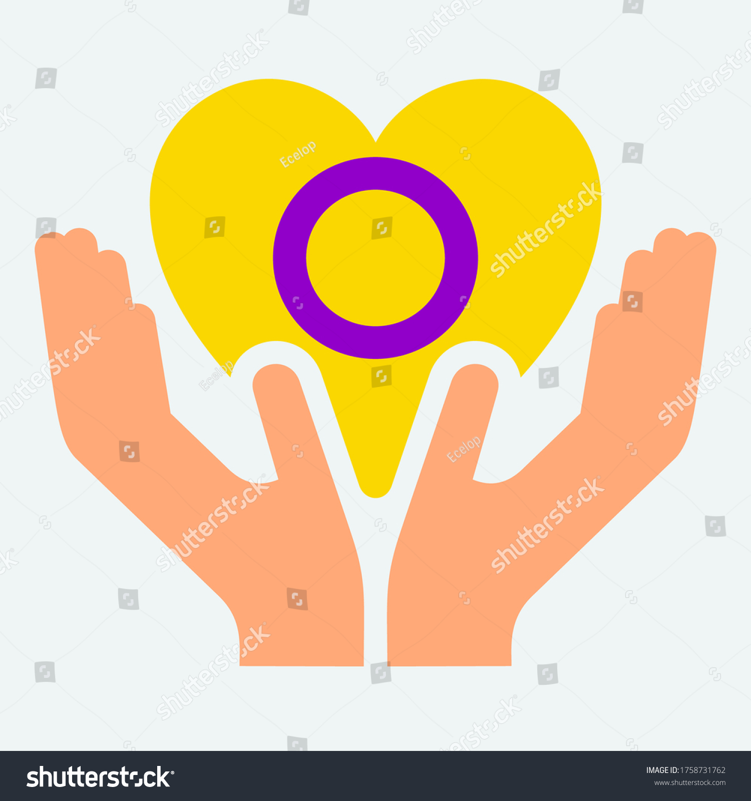 Intersex Pride Flag Heart Shape Icon Stock Vector Royalty Free 1758731762