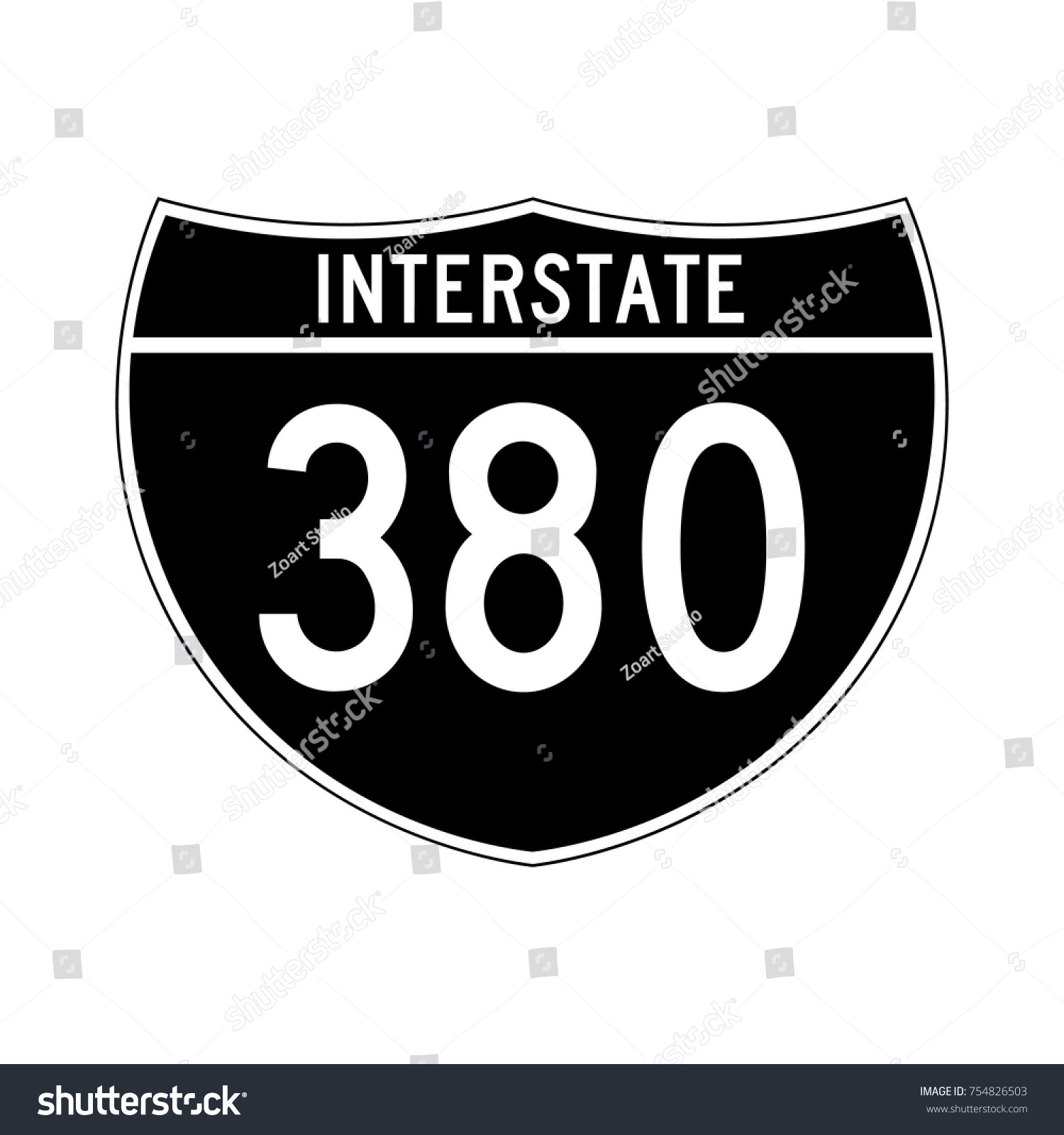 Interstate Highway 380 Road Sign Black Stock Vector (Royalty Free ...