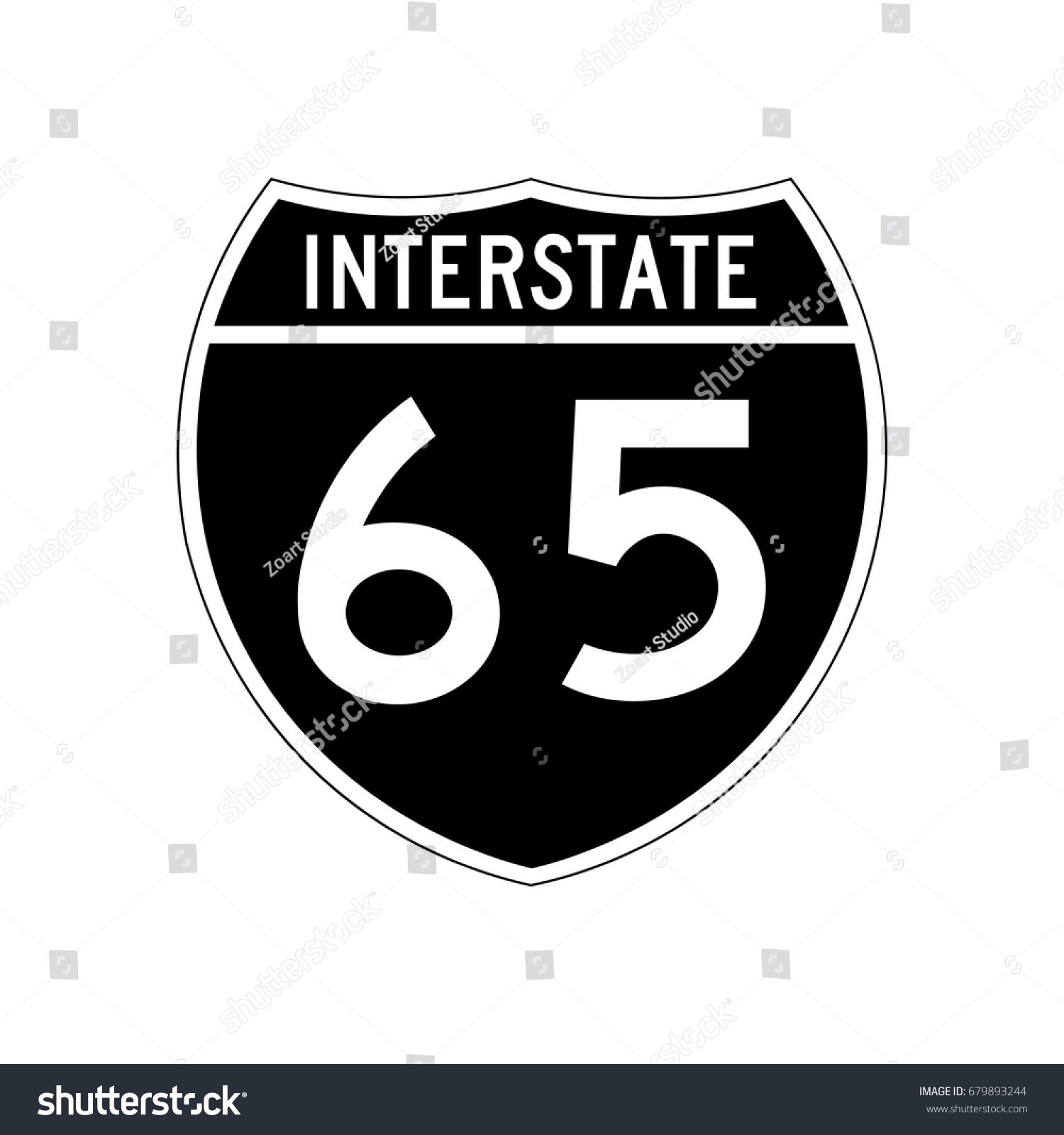 Interstate Highway 65 Road Sign Black Stock Vector (Royalty Free) 679893244