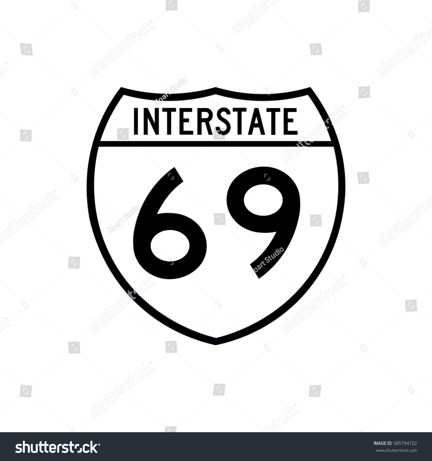 Interstate Highway 69 Road Sign White Stock Vector (Royalty Free ...