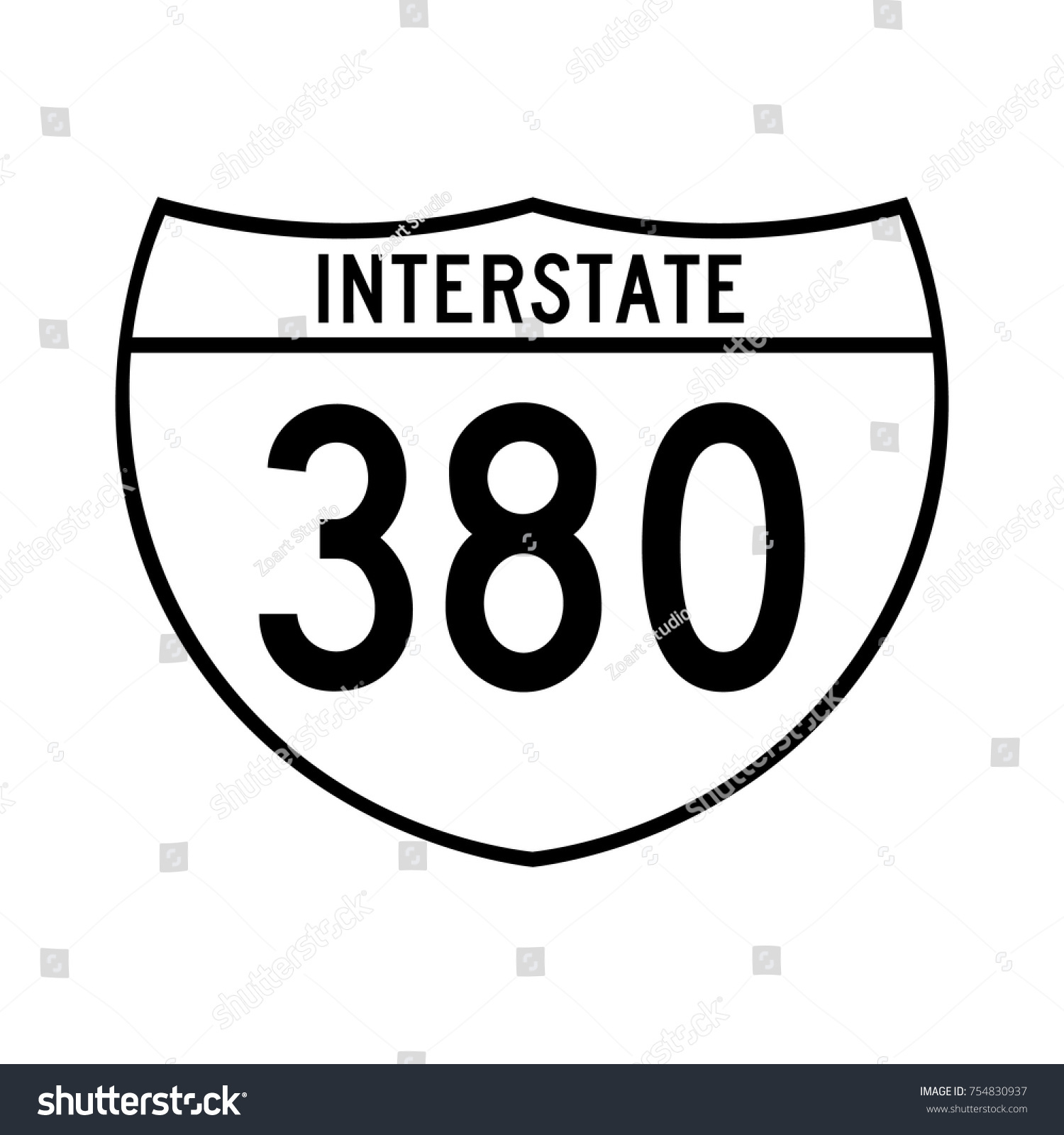 Interstate Highway 380 Road Sign White Stock Vector (Royalty Free ...