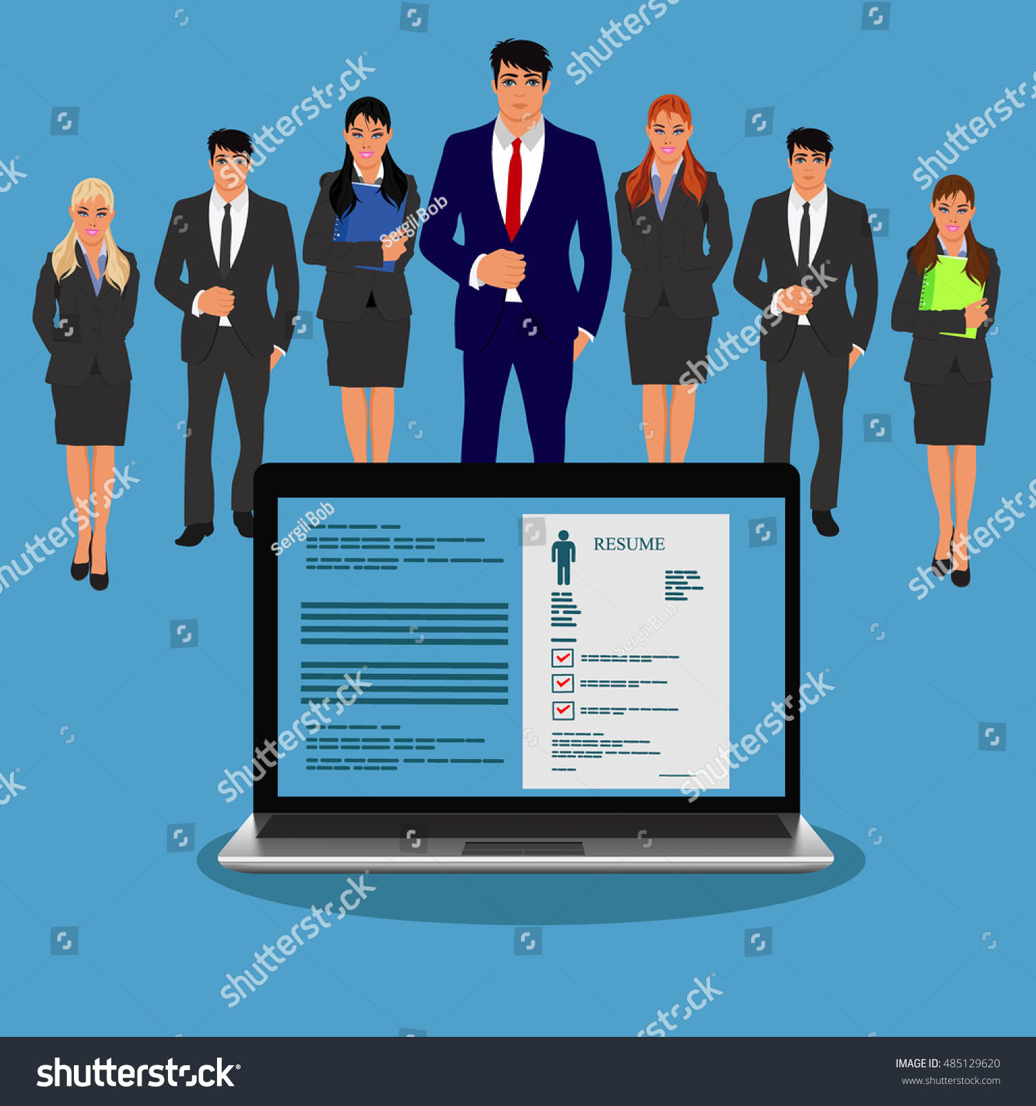 Interview Job Hunter Recruitment Vector Illustration Stock Vector Royalty Free