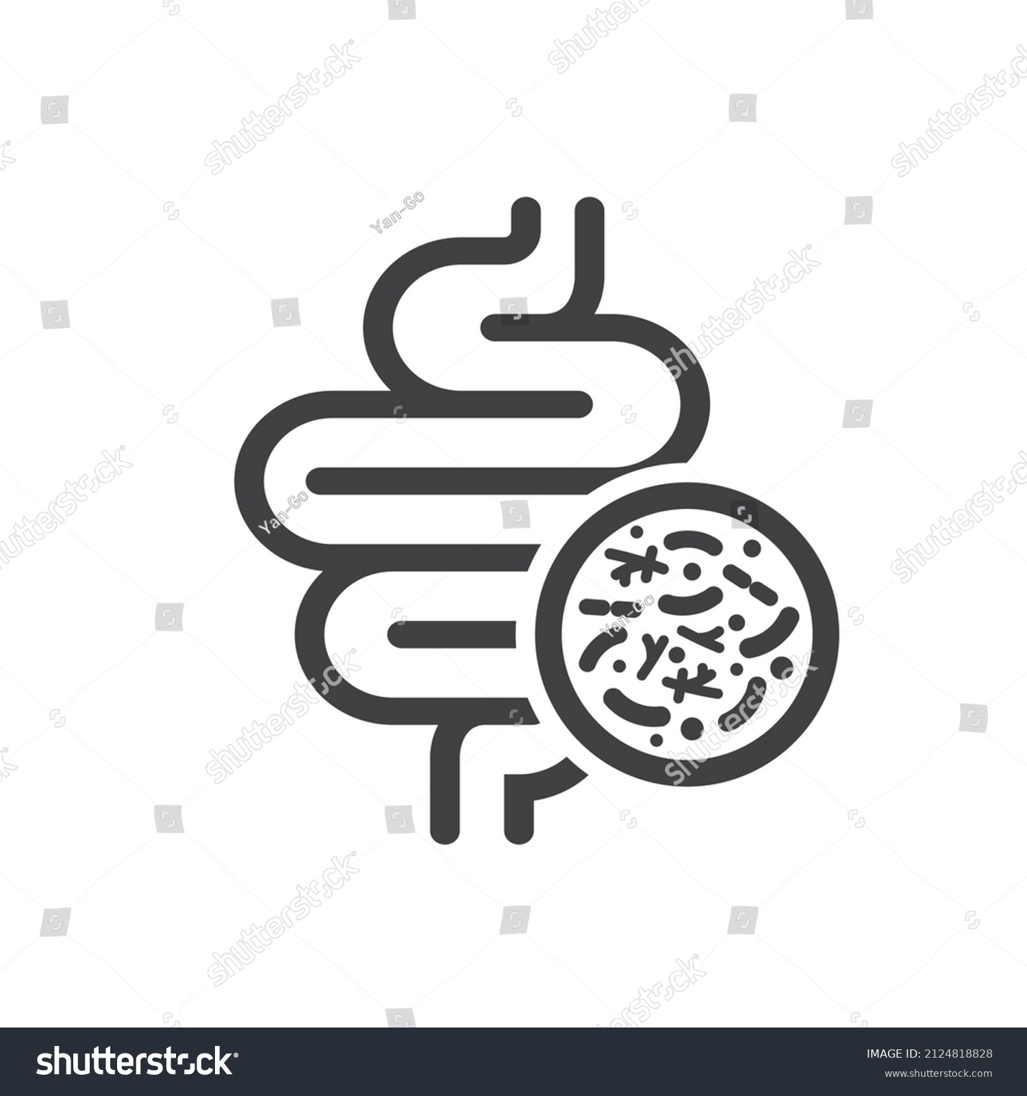 SVG of Intestines with a sign of good bacterial flora. svg