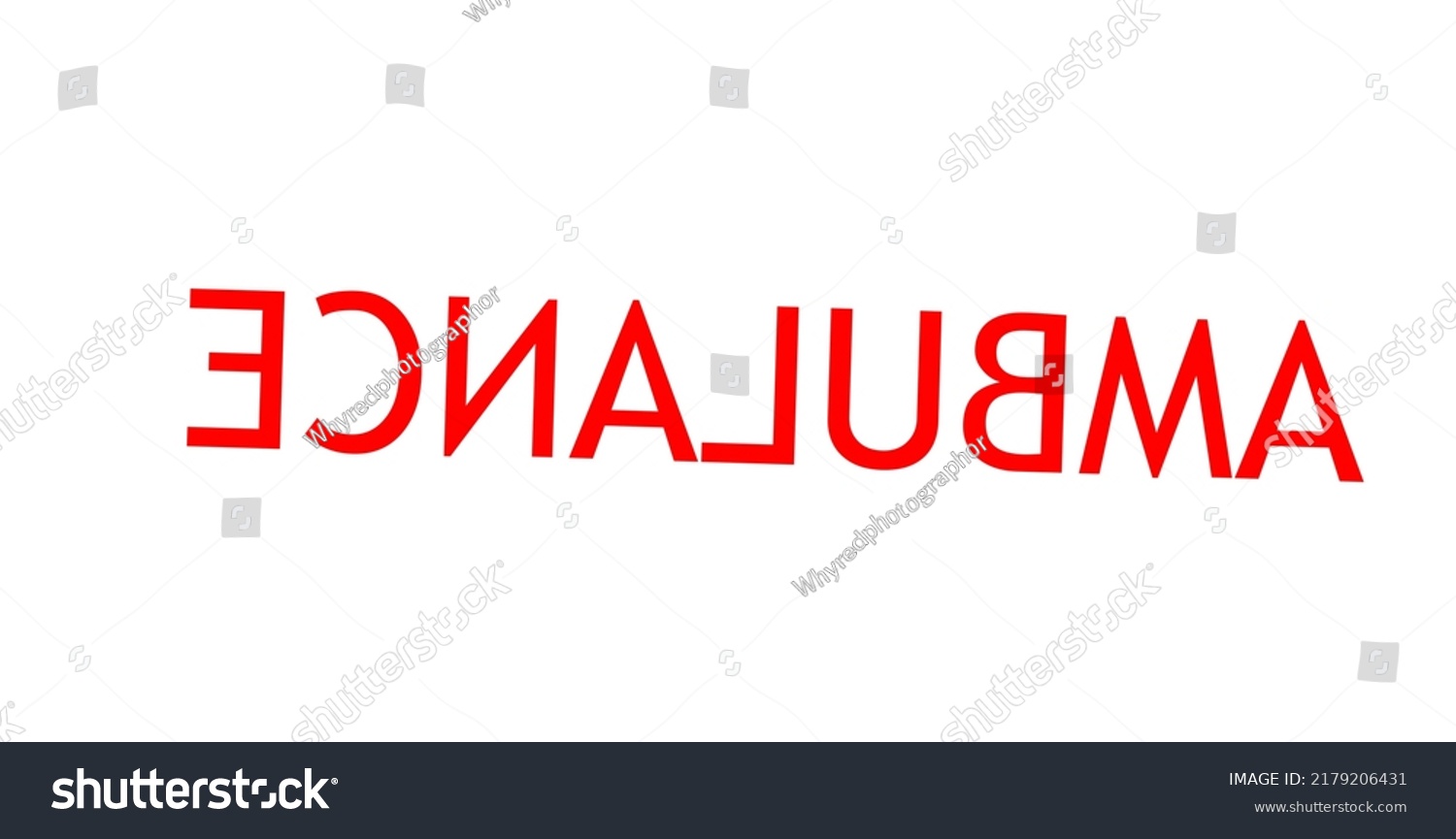 Inverted Ambulance Text Red Color Font Stock Vektor Royaltyfri