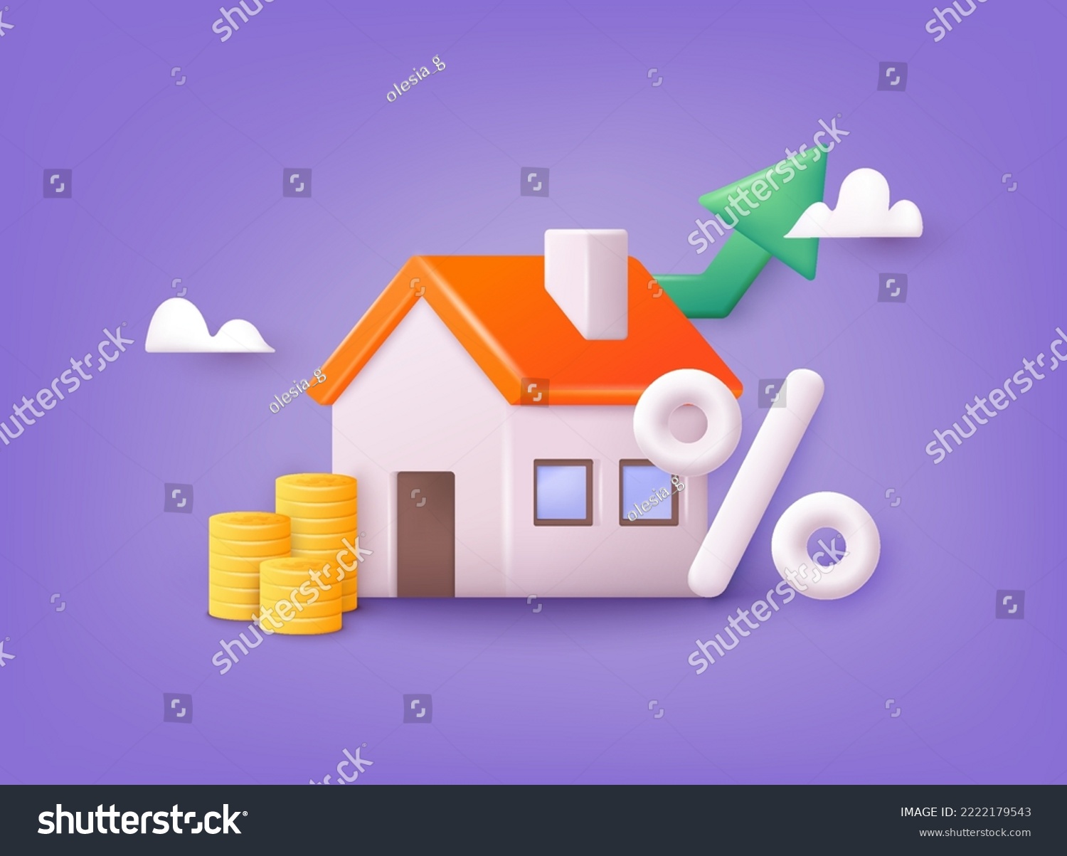 SVG of Invest Money in Real Estate Property. House Loan, Rent and Mortgage Concept. 3D Web Vector Illustrations. svg