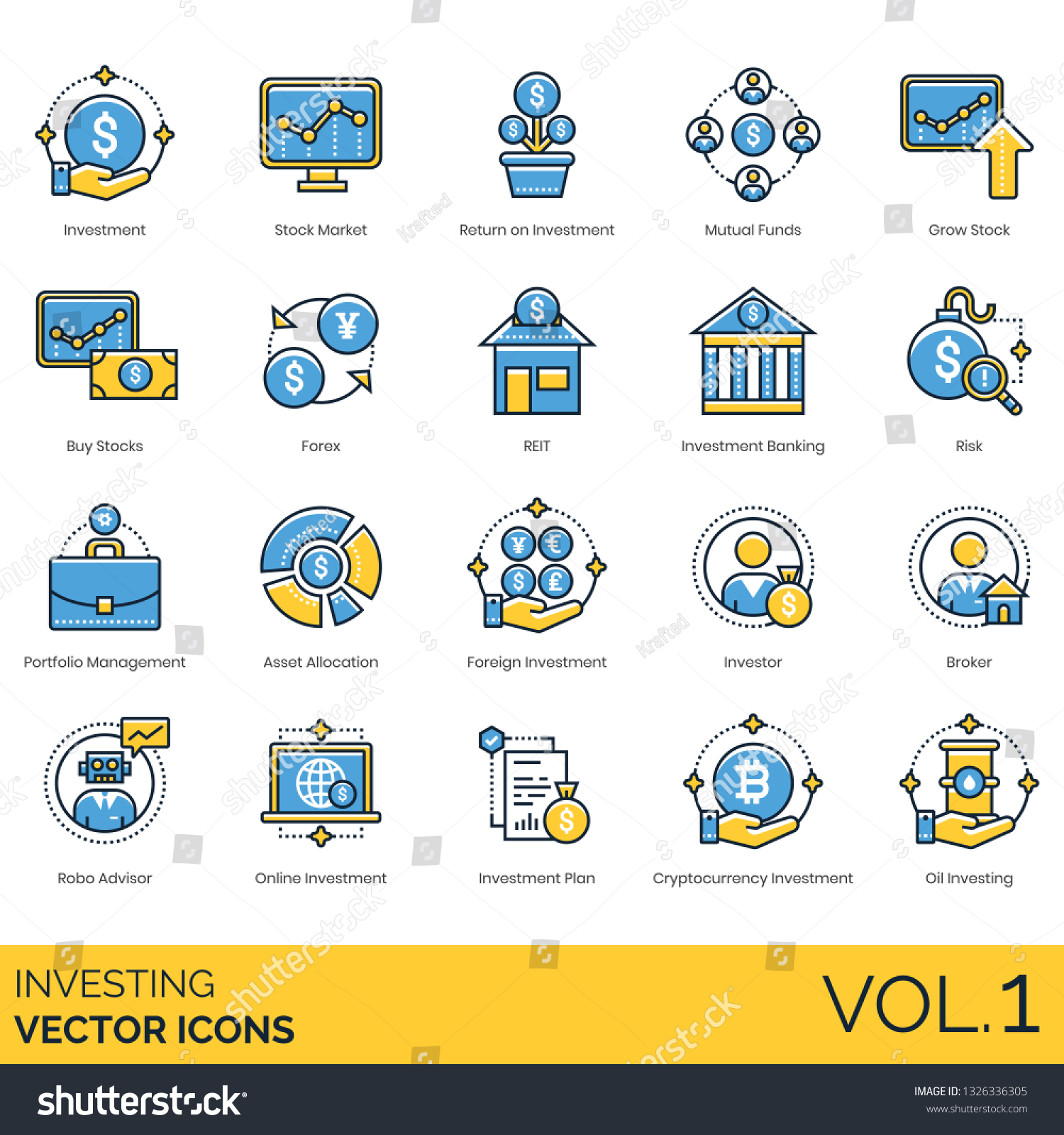 Investing Icons Including Investment Stock Market Stock Vector - 