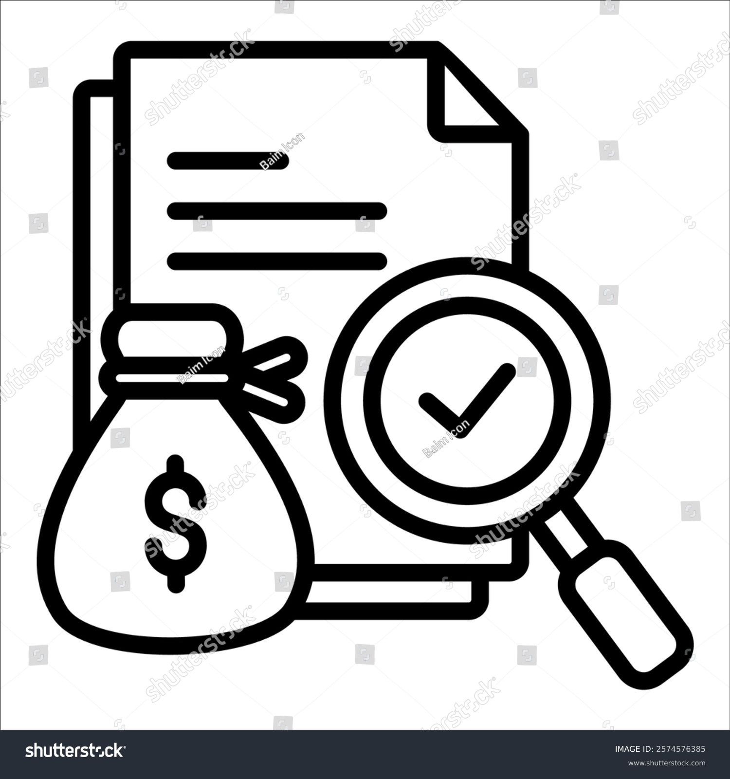 black and white financial document analysis clip art preview
