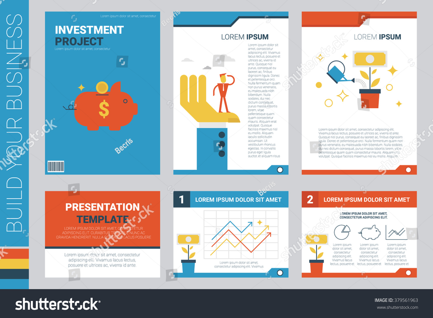 investment project book cover presentation template stock vector investment project book cover presentation template stock vector, Presentation templates