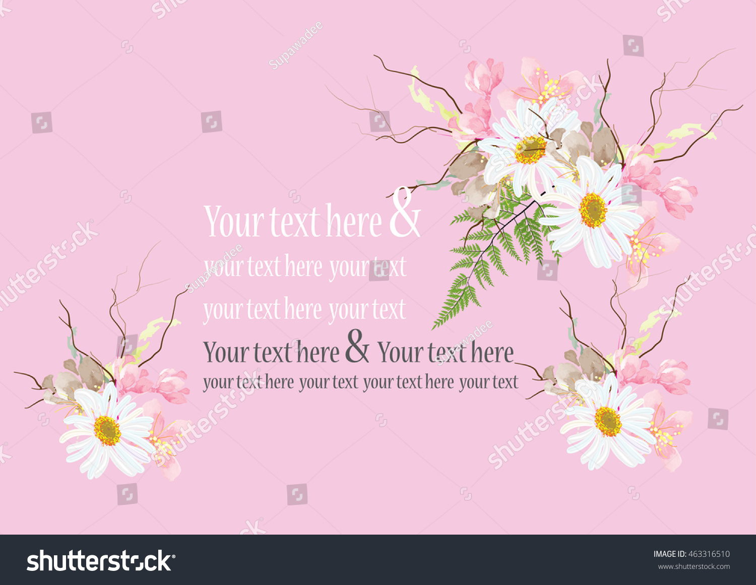 Invitation Card Background Flowers Card Daisy Stock Vector (Royalty ...