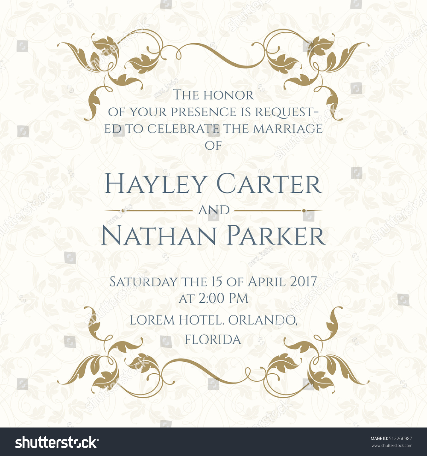 Invitation Card Floral Borders On Seamless Stock Vector (Royalty Free