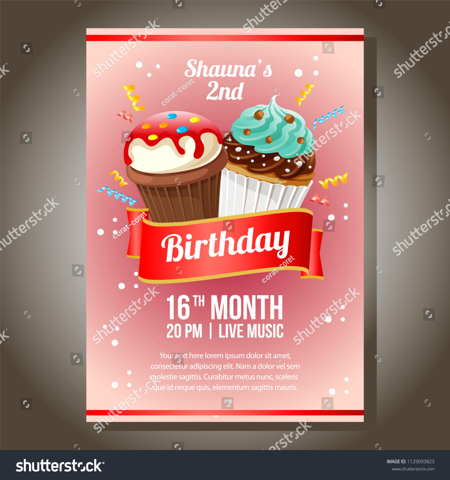 Invitation Birthday Theme Muffin Party Stock Vector Royalty - invitation in birthday theme with muffin party vector